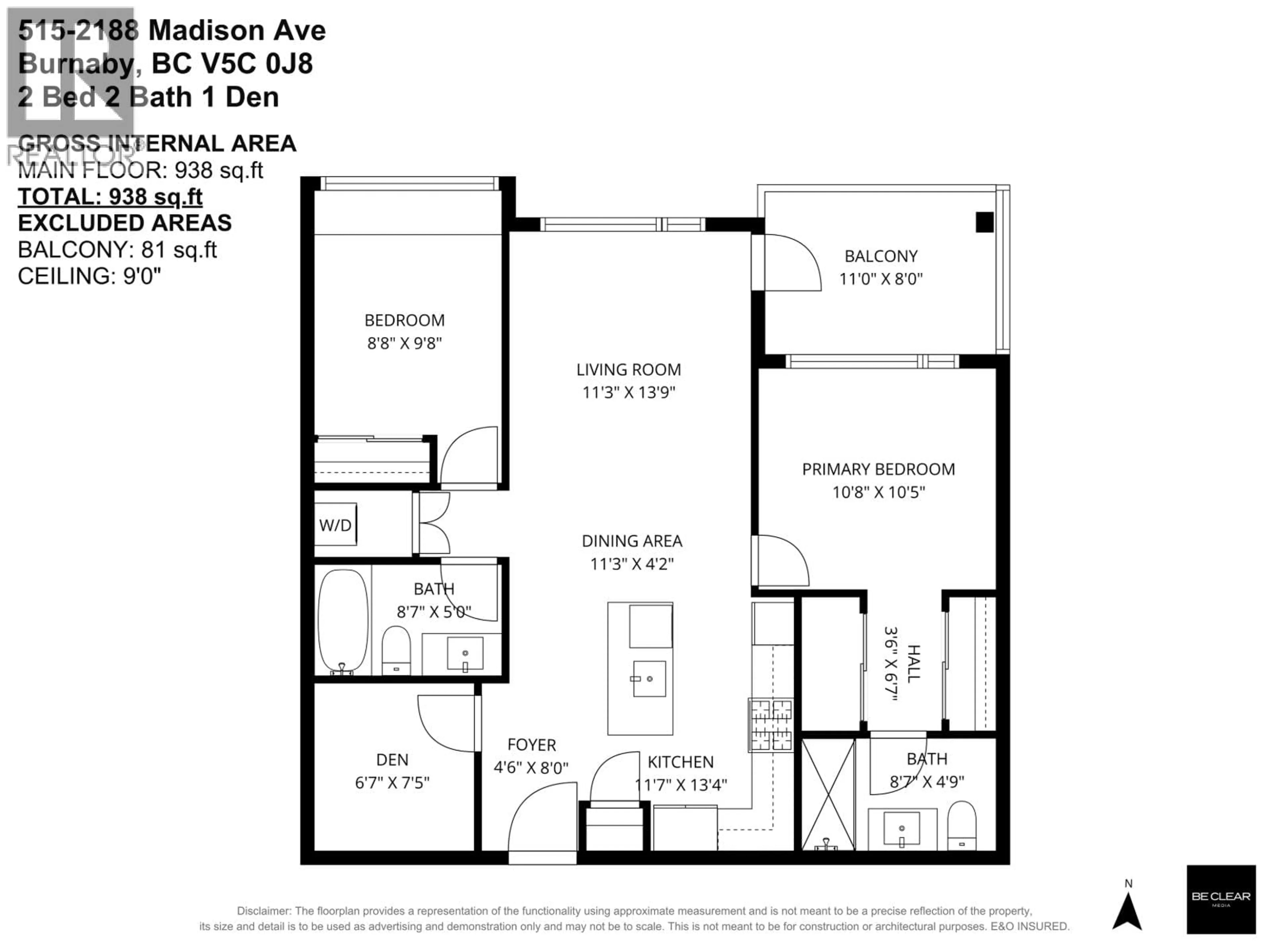 Floor plan for 515 - 2188 MADISON AVENUE, Burnaby British Columbia V5C0J8