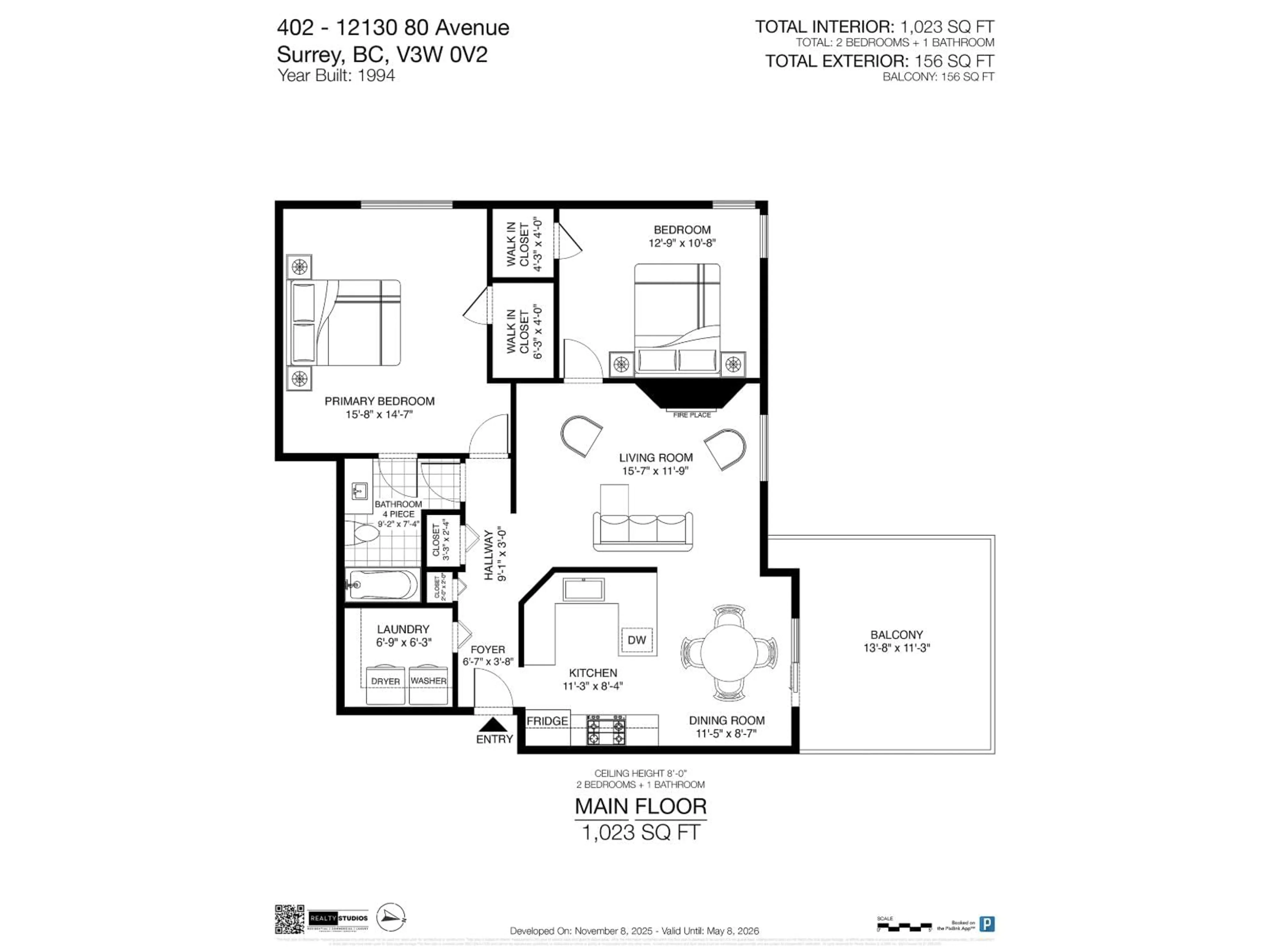 Floor plan for 402 - 12130 80 AVENUE, Surrey British Columbia V3W0V2