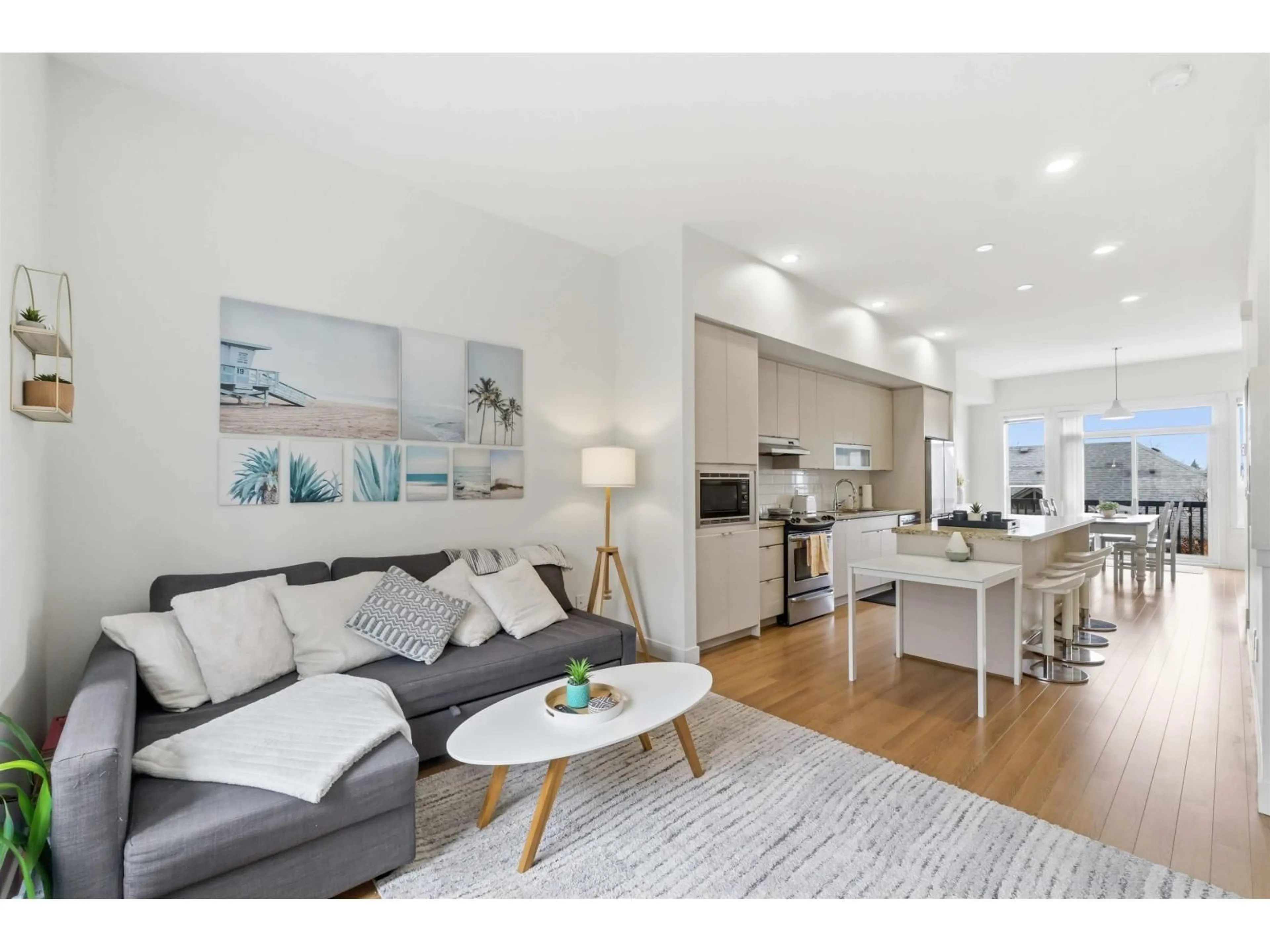 Living room with furniture, wood/laminate floor for 36 - 2955 156 STREET, Surrey British Columbia V3Z2W8