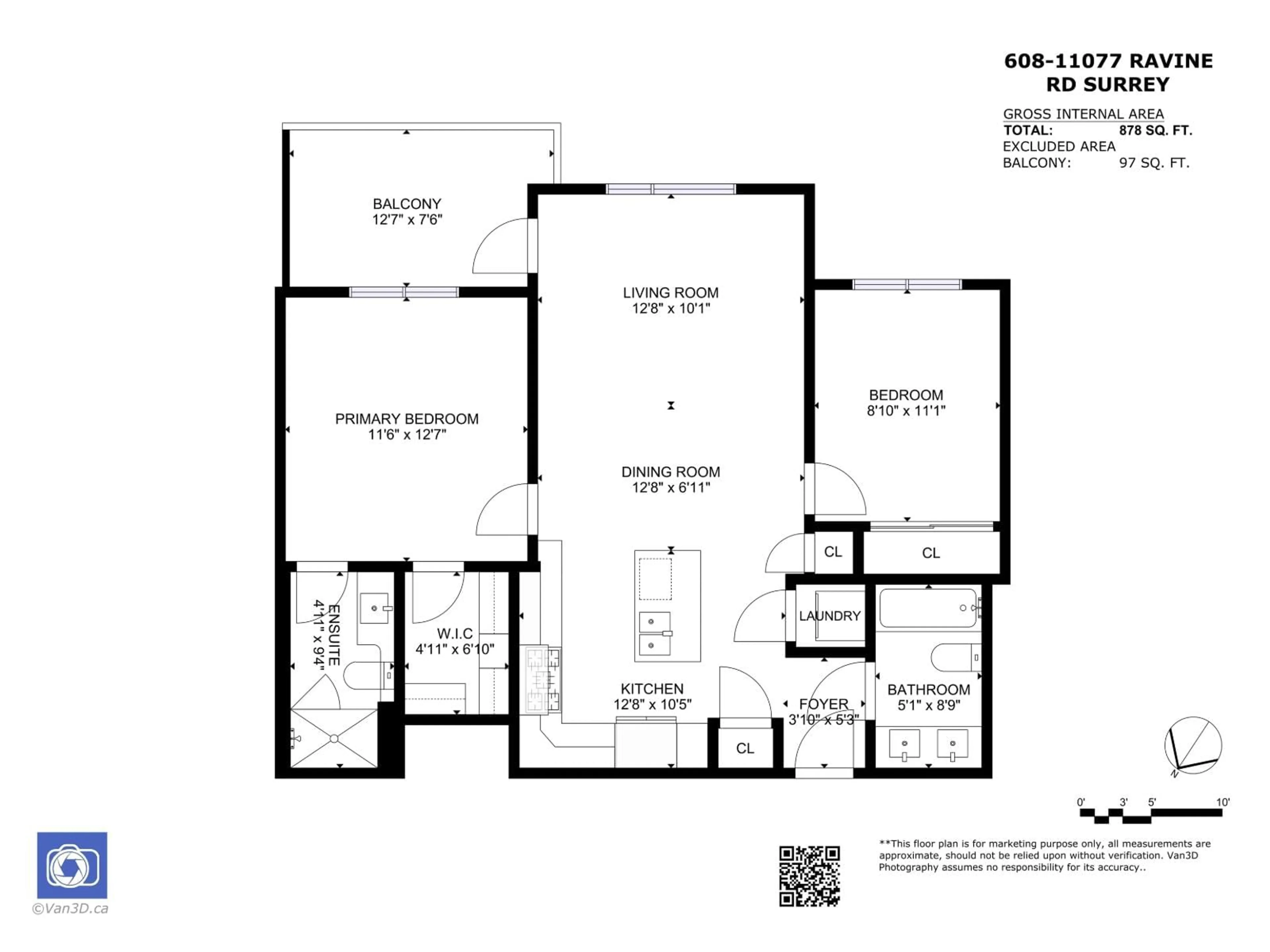 Floor plan for 608 - 11077 RAVINE ROAD, Surrey British Columbia V3T5S2