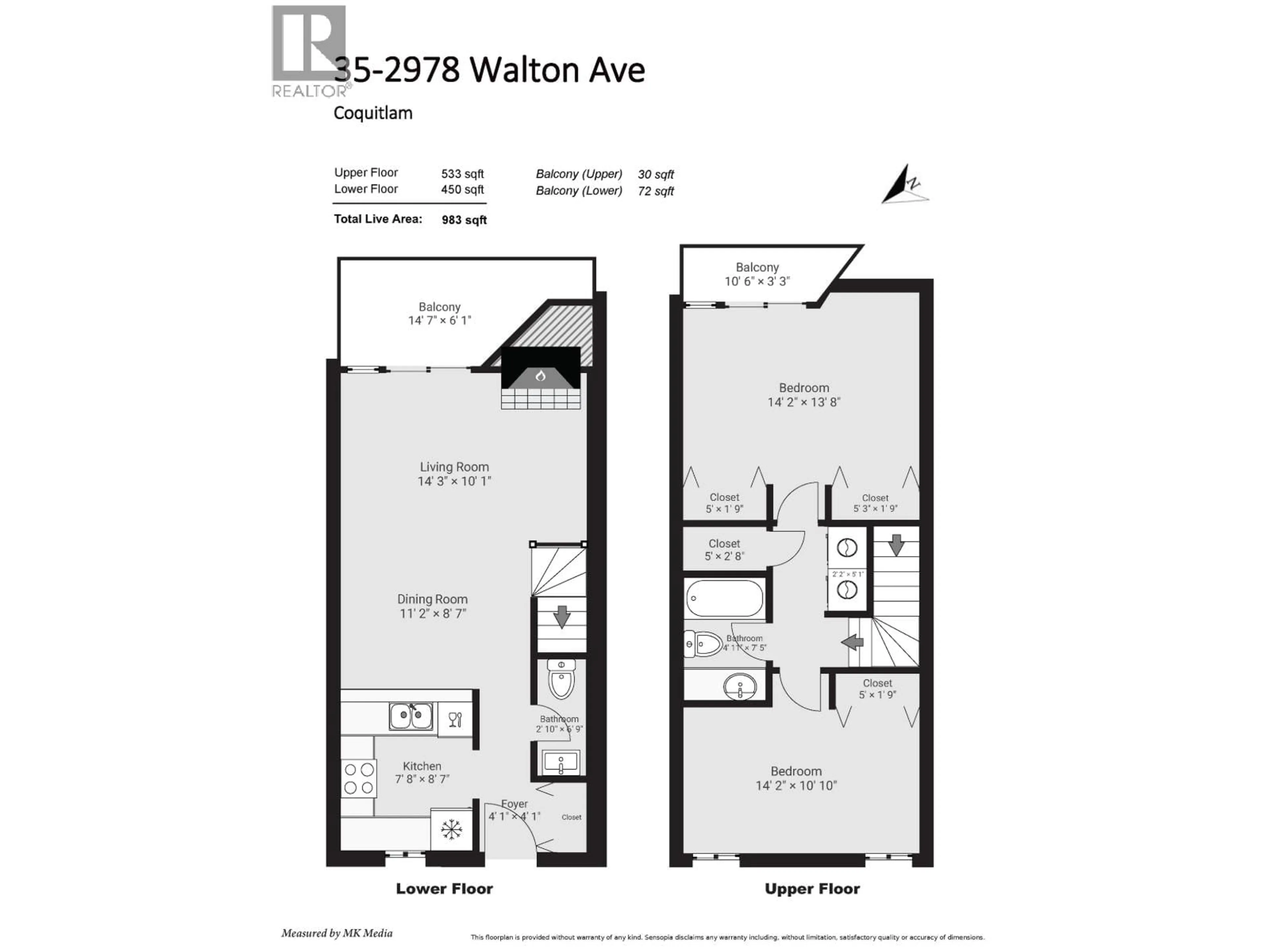Floor plan for 35 - 2978 WALTON AVENUE, Coquitlam British Columbia V3B6V6