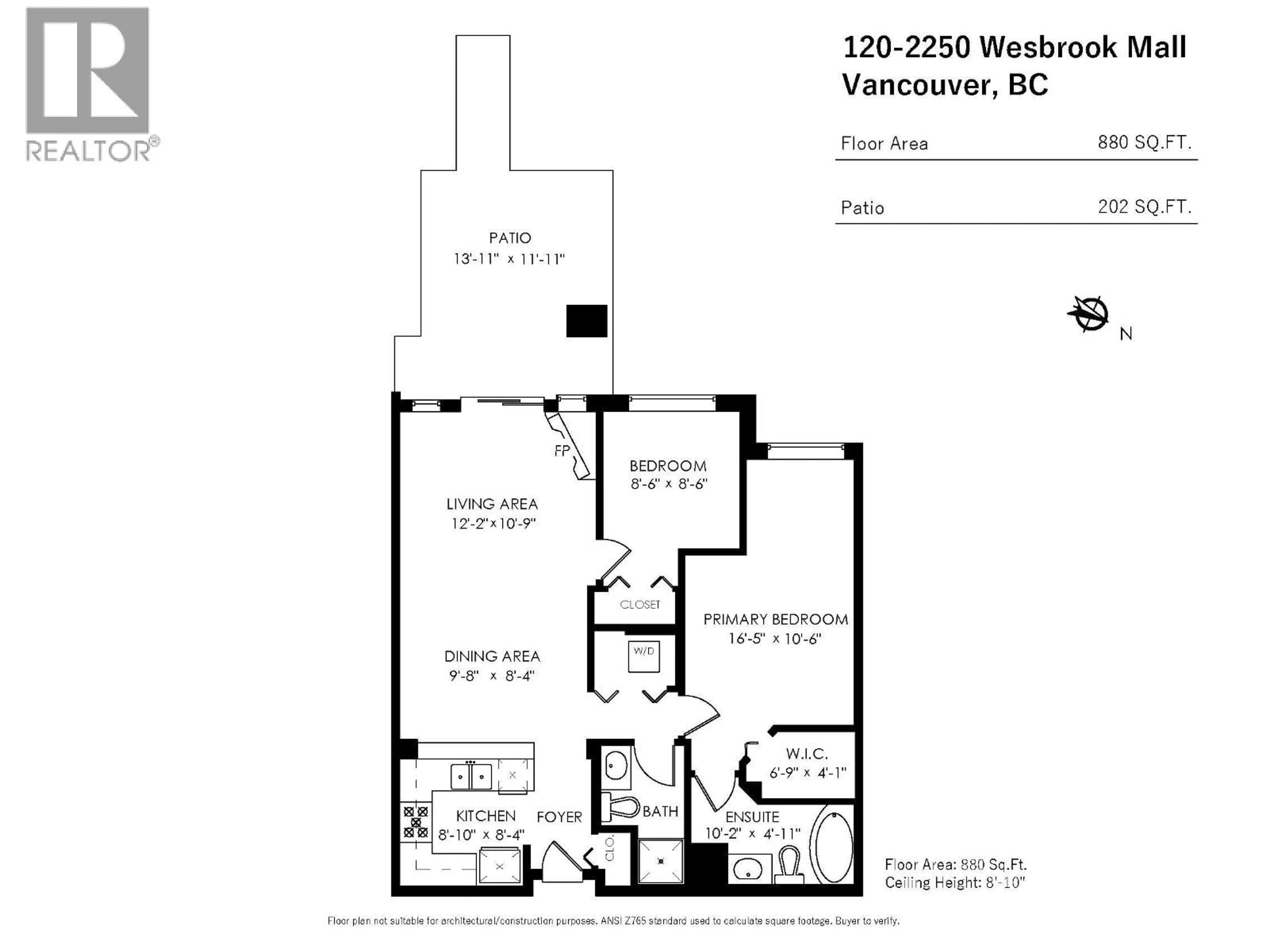 Floor plan for 120 - 2250 WESBROOK MALL, Vancouver British Columbia V6T0A6