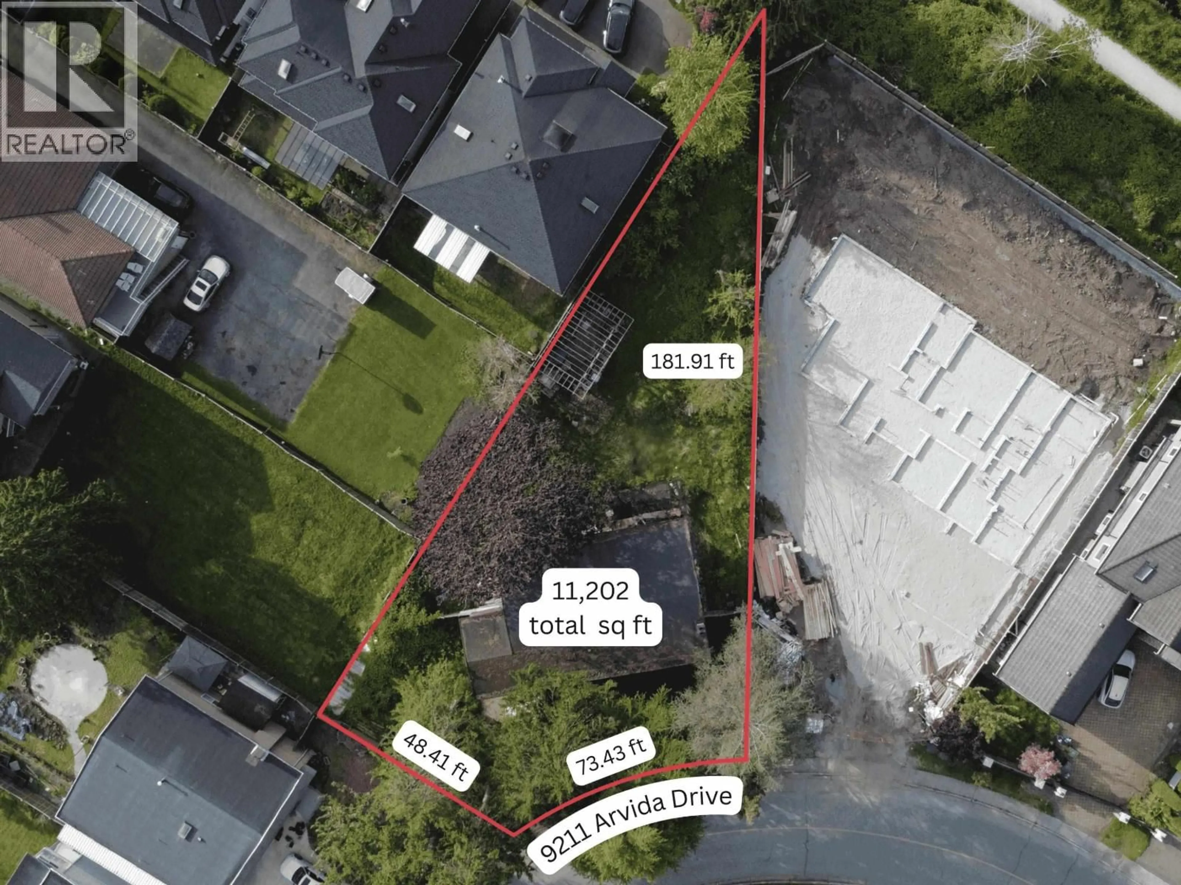 A pic from outside/outdoor area/front of a property/back of a property/a pic from drone, street for 9211 ARVIDA DRIVE, Richmond British Columbia V7A4K5