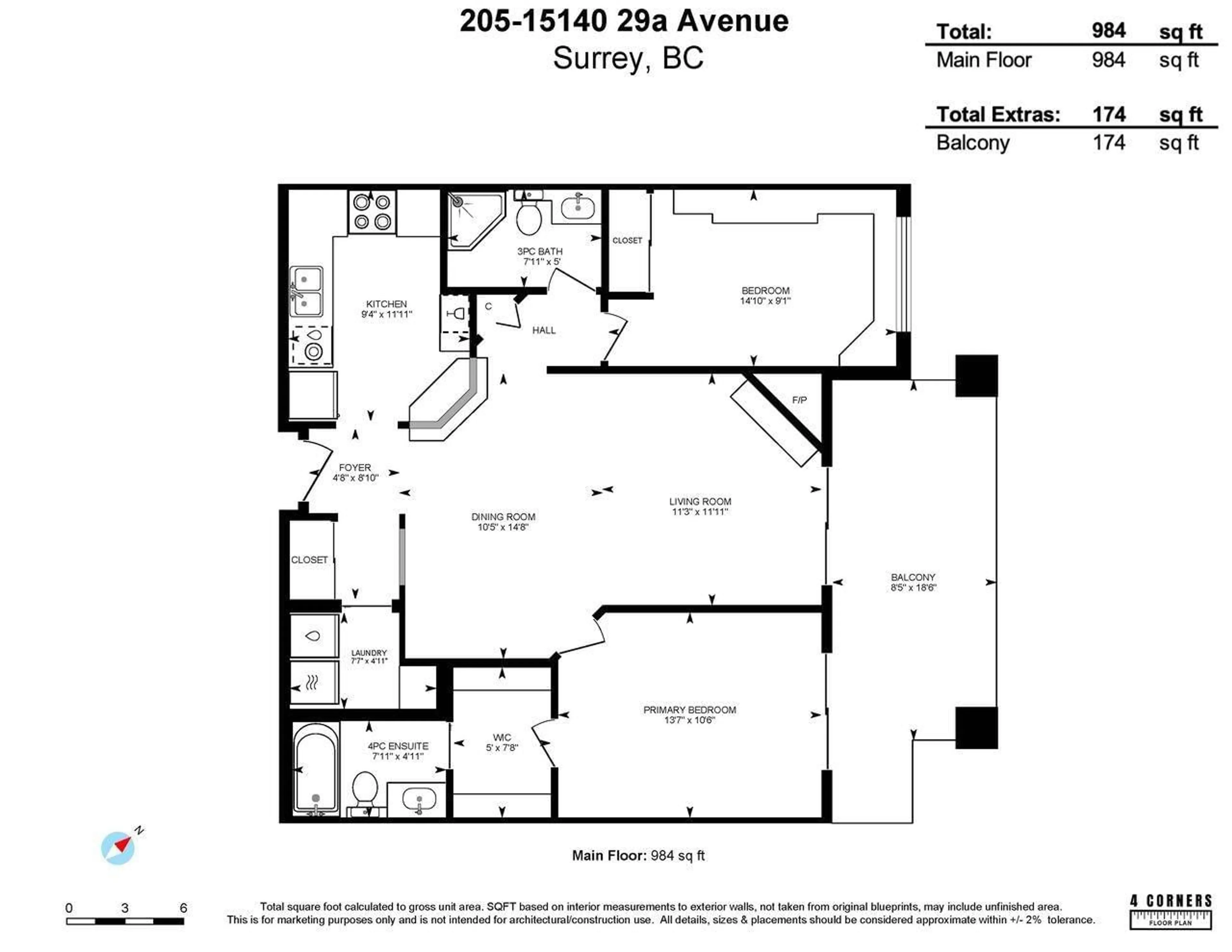 Floor plan for 205 - 15140 29A AVENUE, Surrey British Columbia V4P3B1