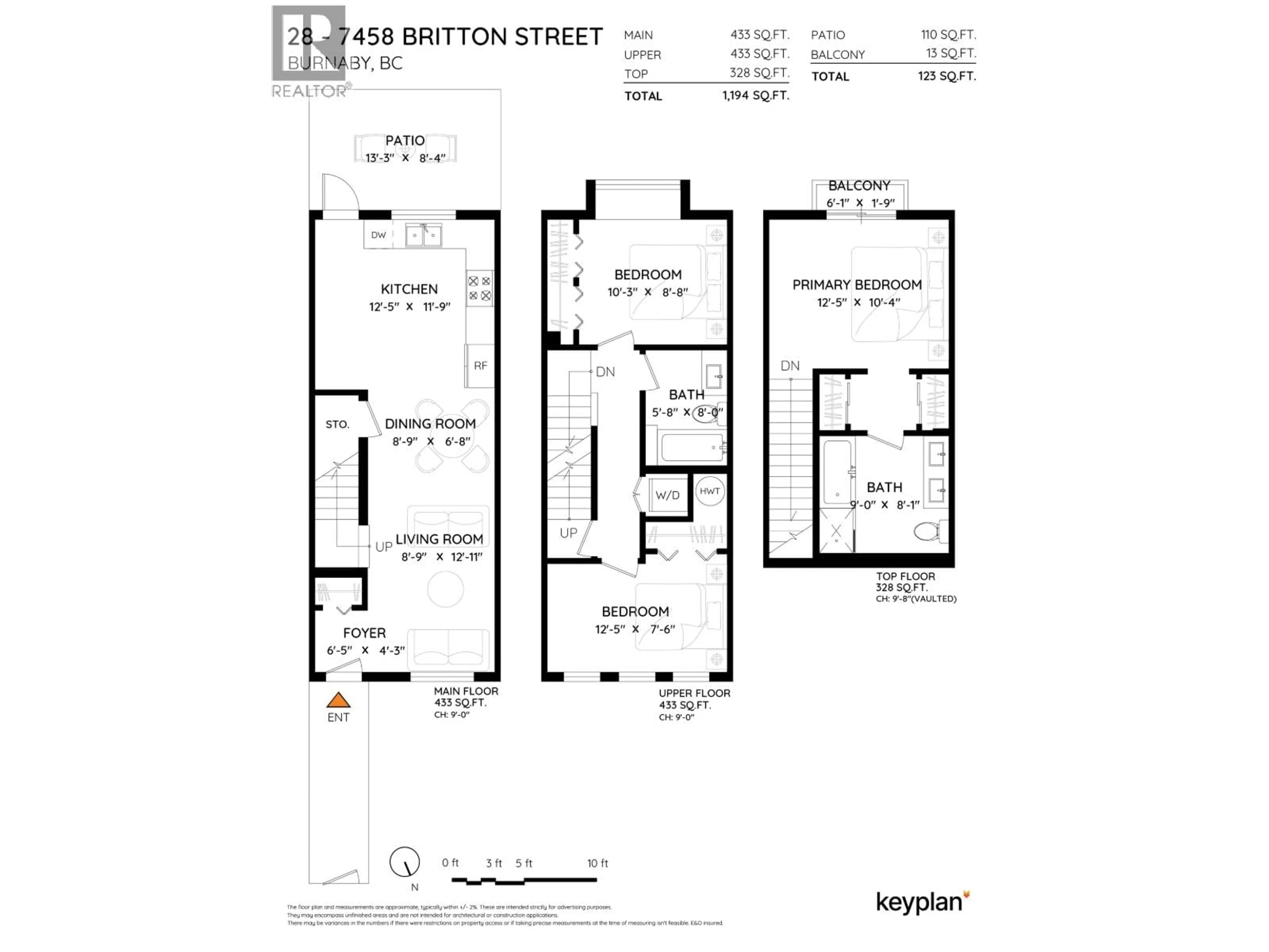 Floor plan for 28 - 7458 BRITTON STREET, Burnaby British Columbia V3N3A5