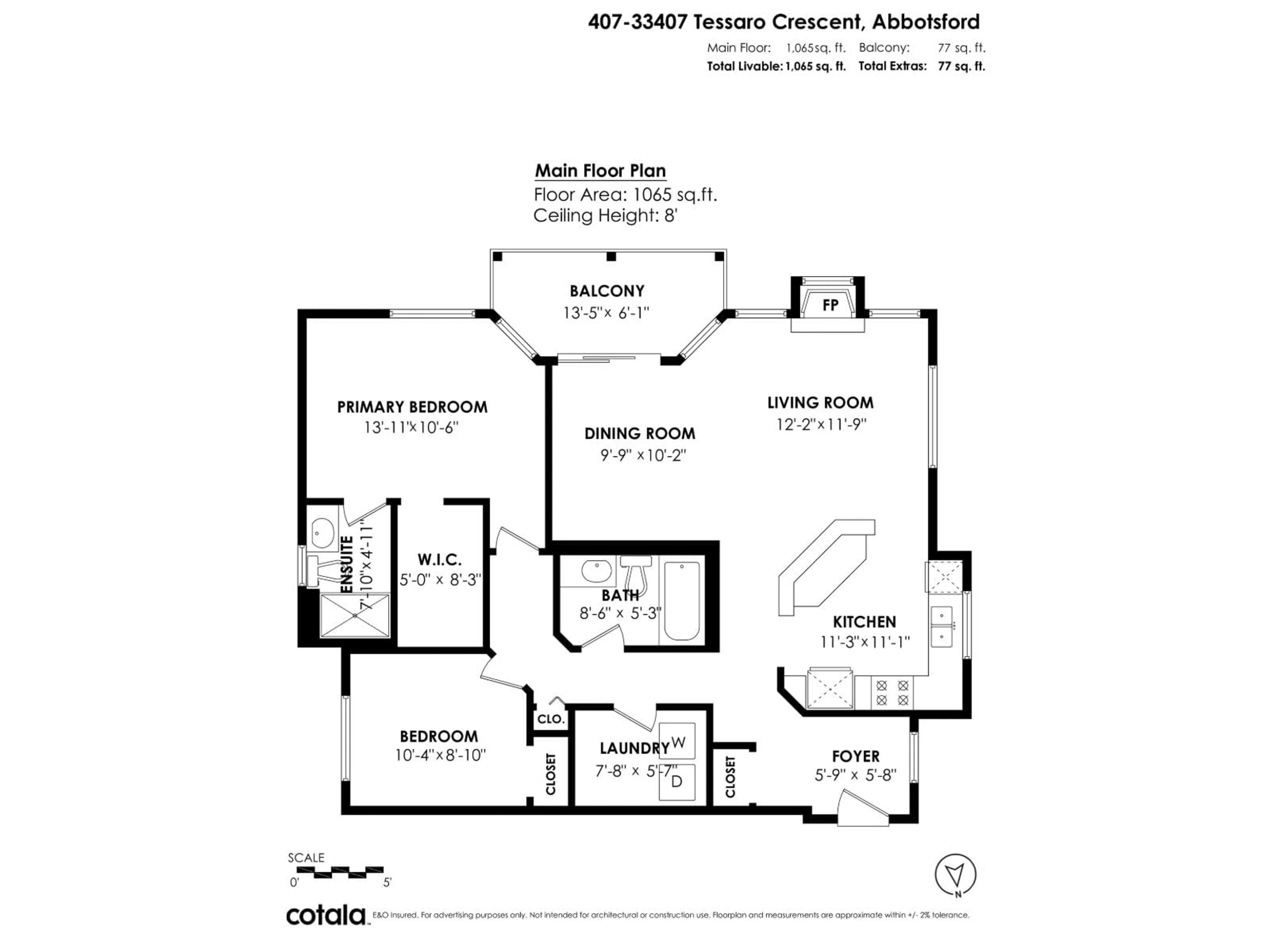 Floor plan for 407 - 33407 TESSARO CRESCENT, Abbotsford British Columbia V2S3K8