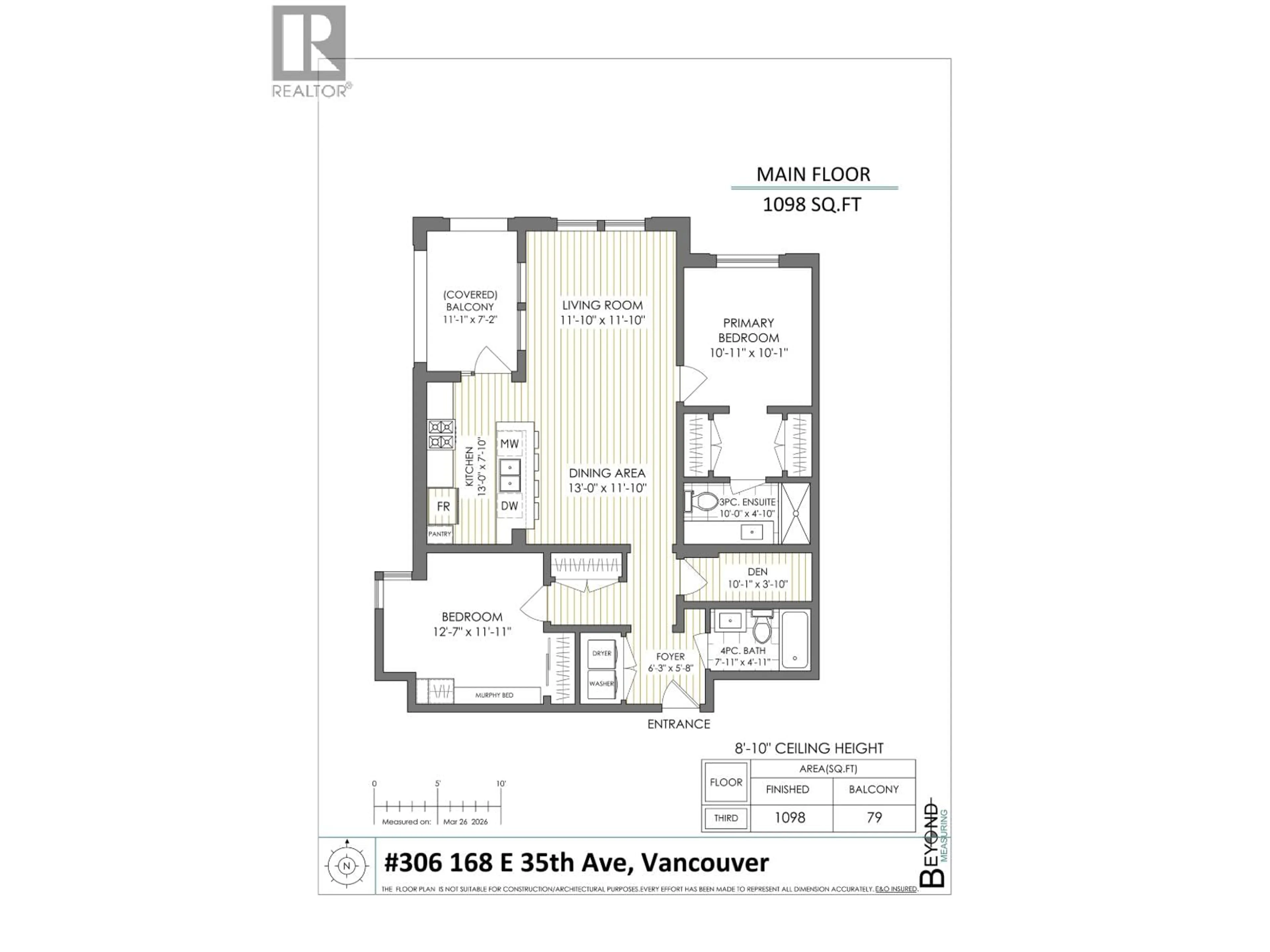 Floor plan for 306 - 168 35TH AVENUE, Vancouver British Columbia V5W1A6