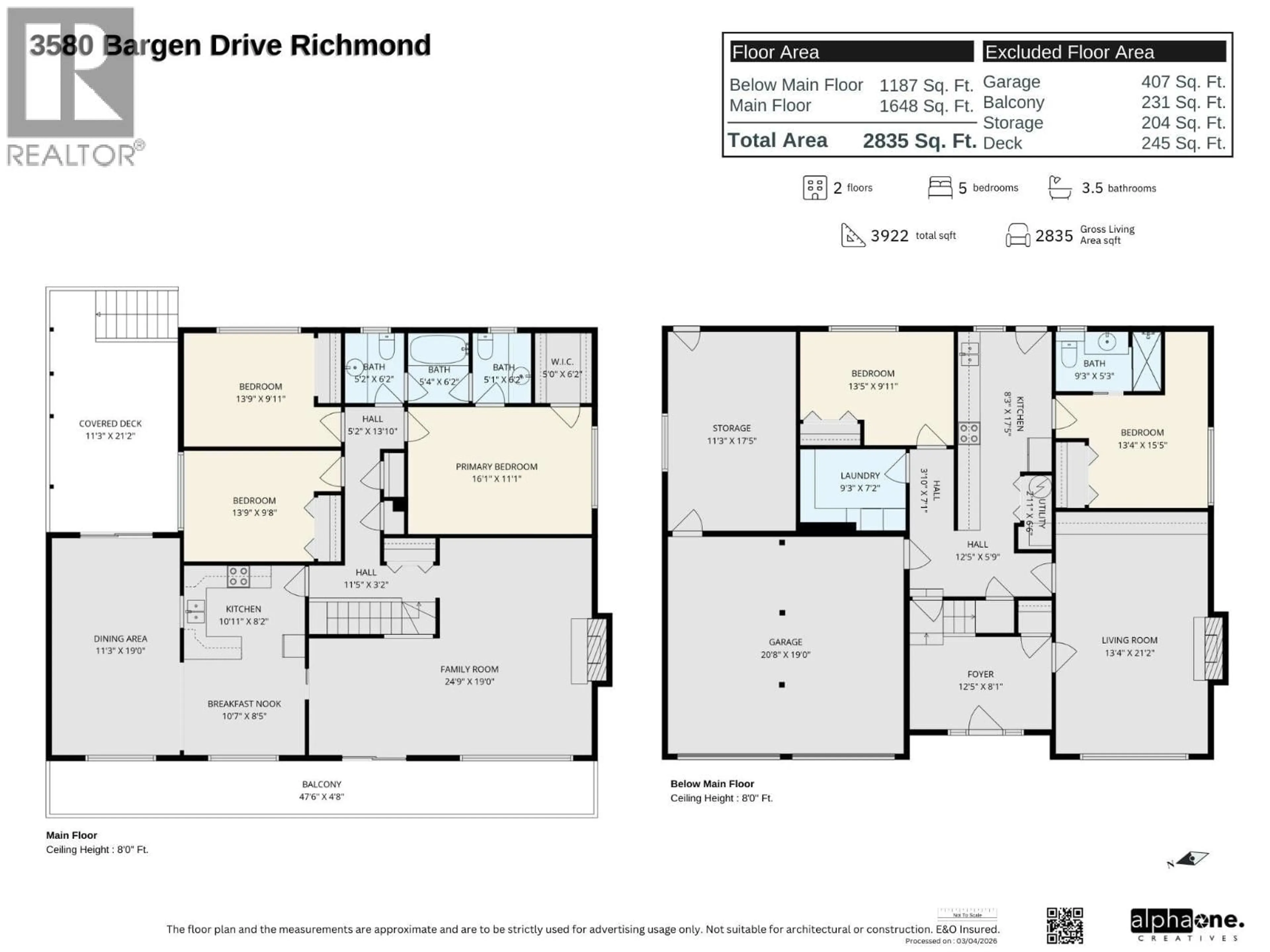 Floor plan for 3580 BARGEN DRIVE, Richmond British Columbia V6X2R5