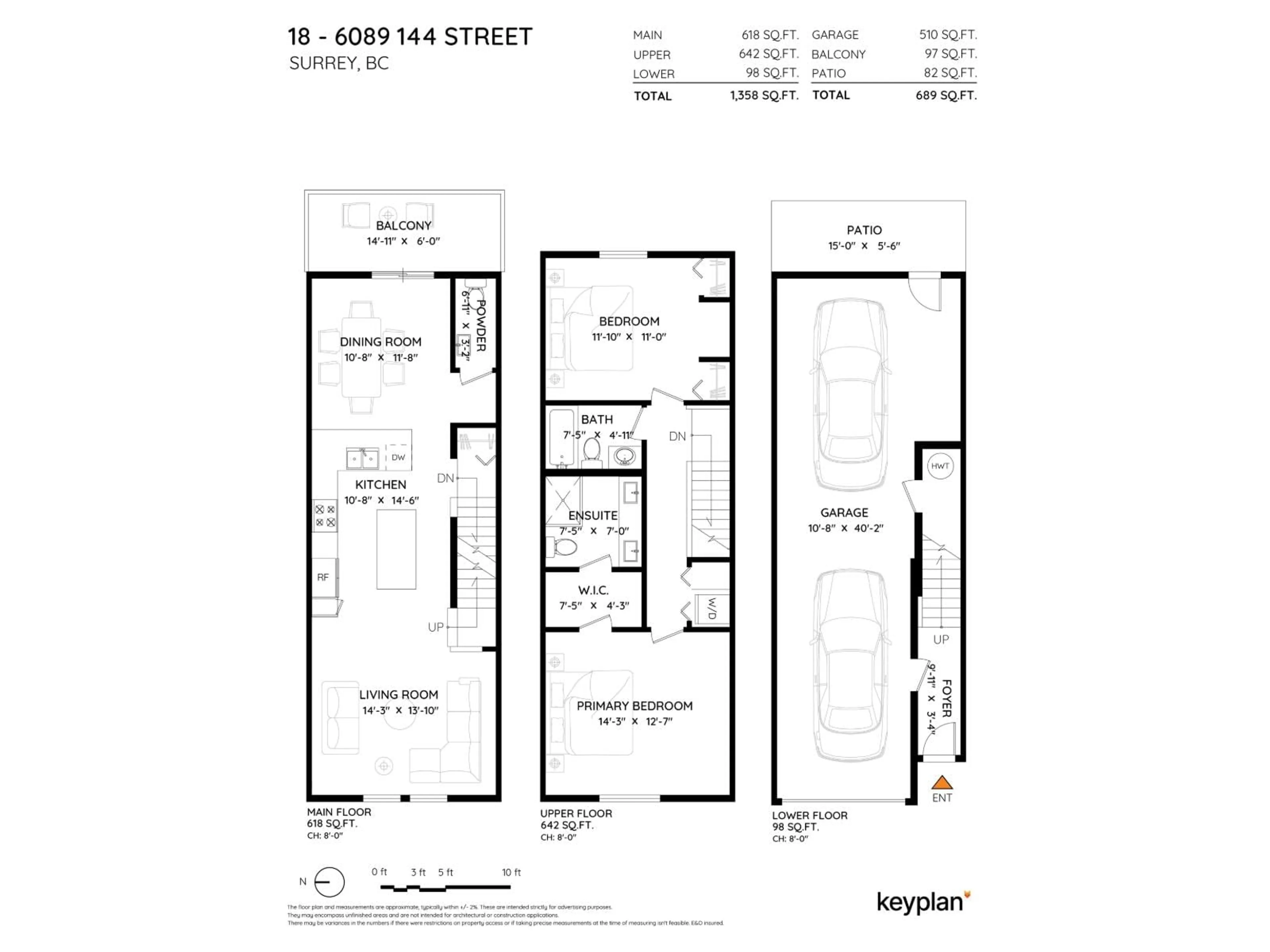 Floor plan for 18 - 6089 144 STREET, Surrey British Columbia V3X1A4