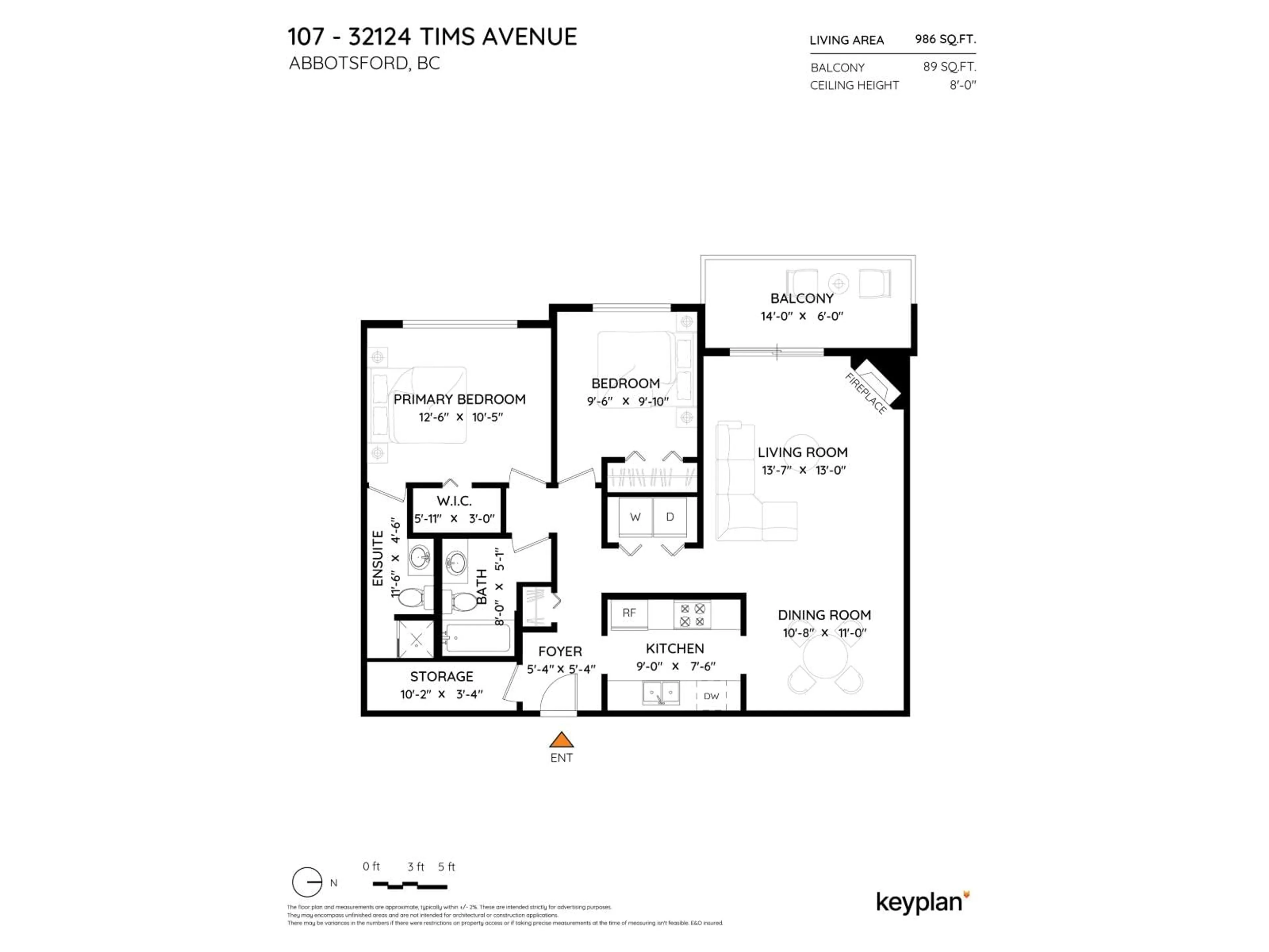 Floor plan for 107 - 32124 TIMS AVENUE, Abbotsford British Columbia V2T2H4