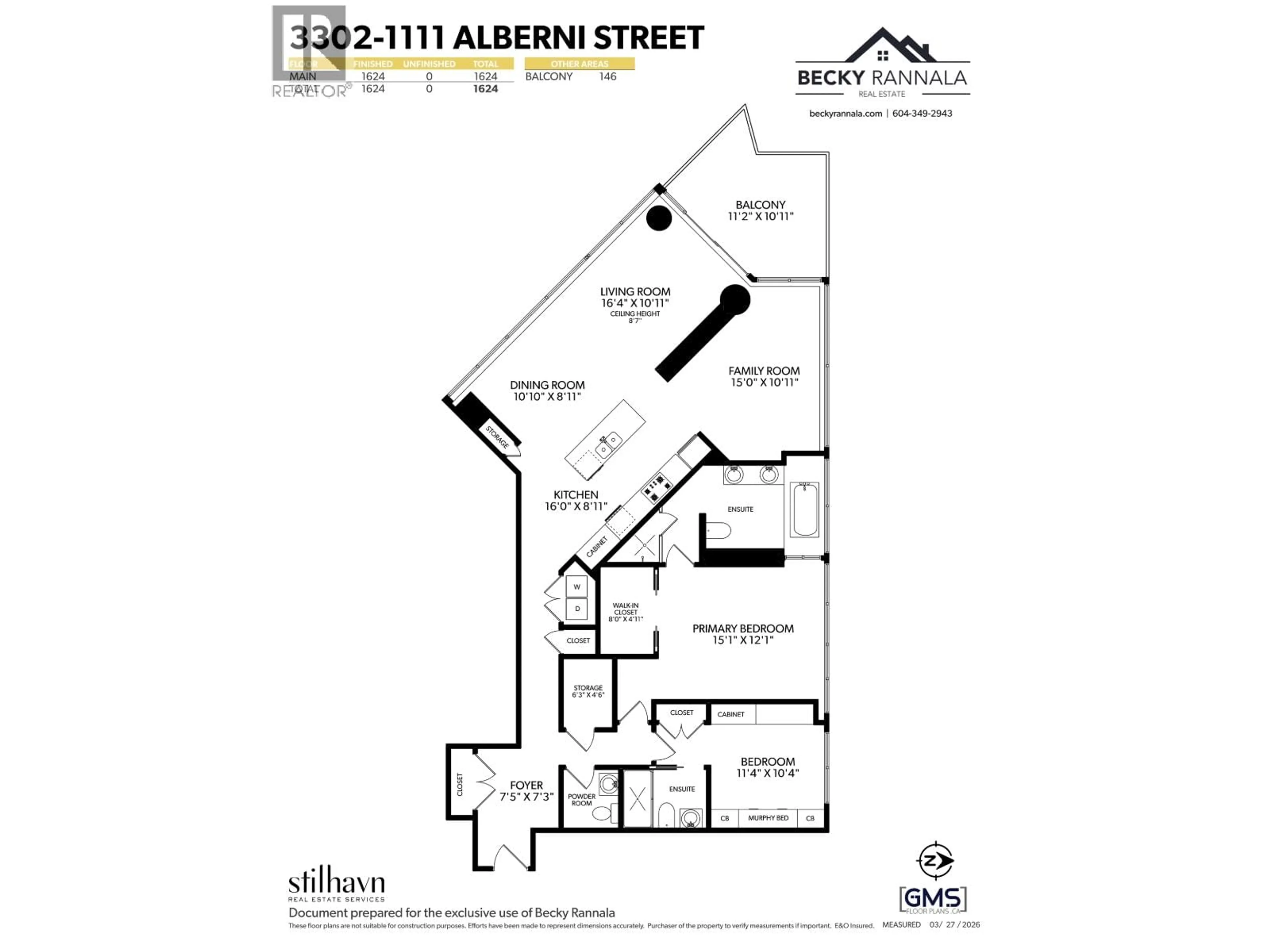 Floor plan for 3302 - 1111 ALBERNI STREET, Vancouver British Columbia V6E4V2