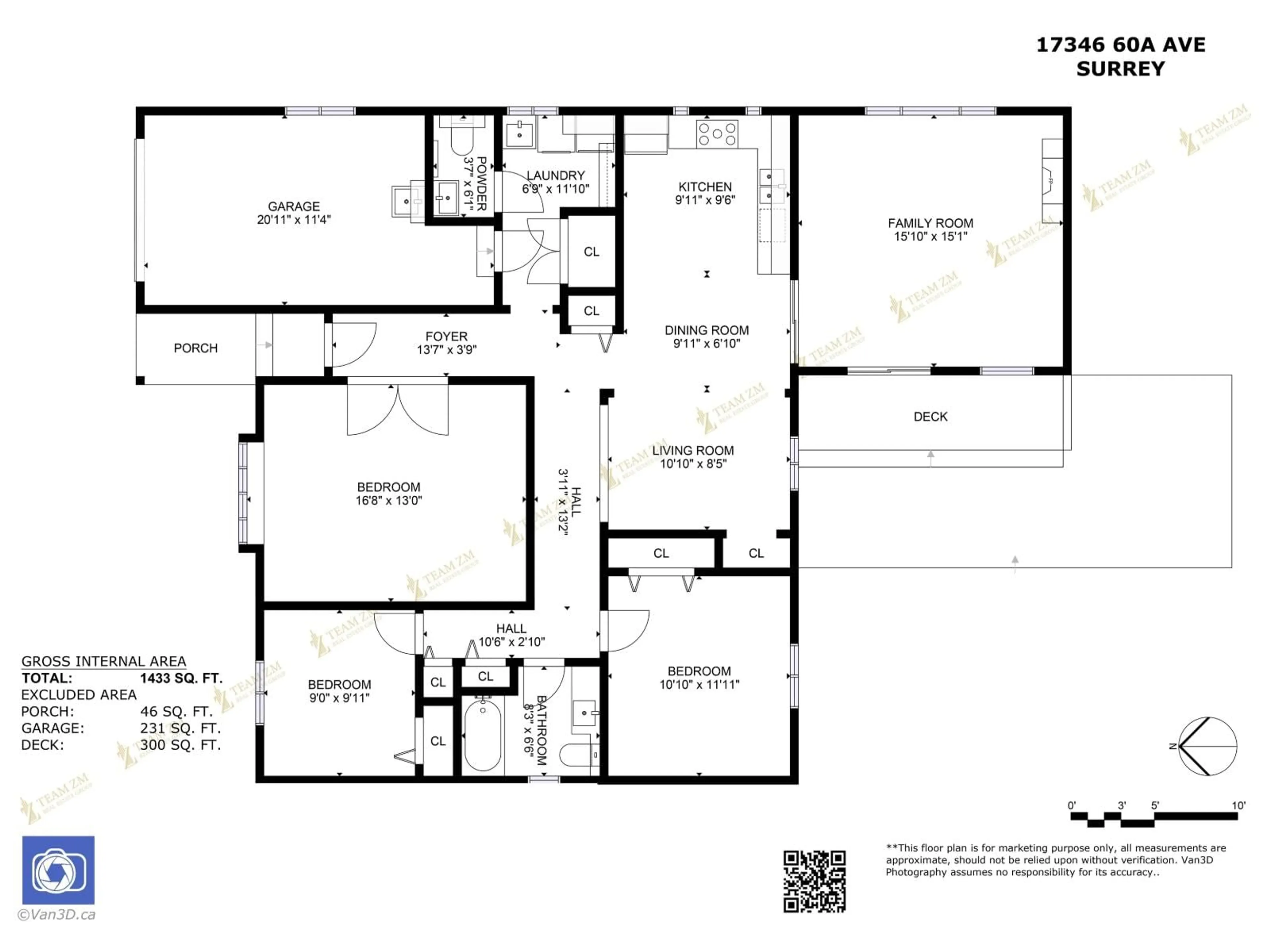 Floor plan for 17346 60A AVENUE, Surrey British Columbia V3S6X8
