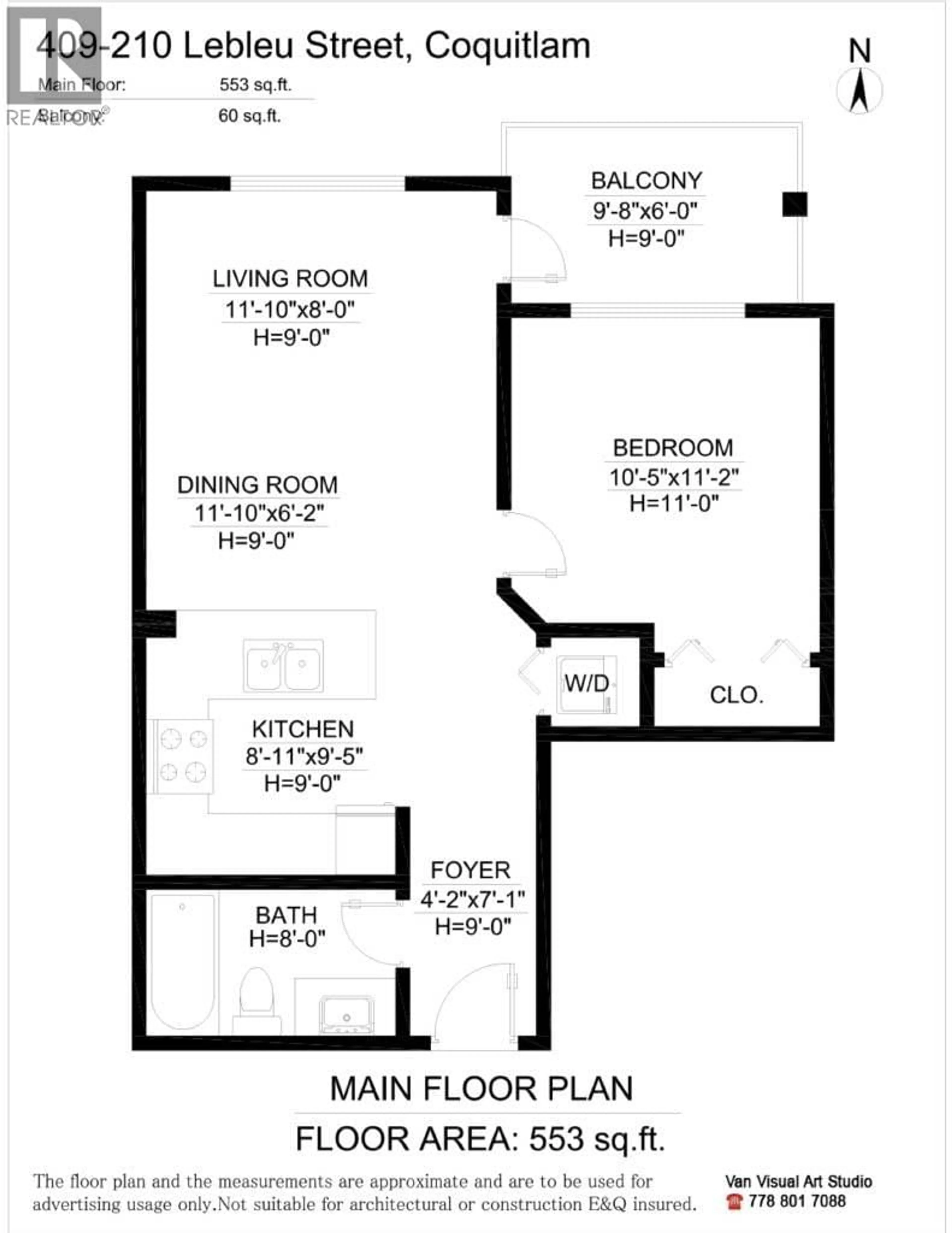 Floor plan for 409 - 210 LEBLEU STREET, Coquitlam British Columbia V3K4L6