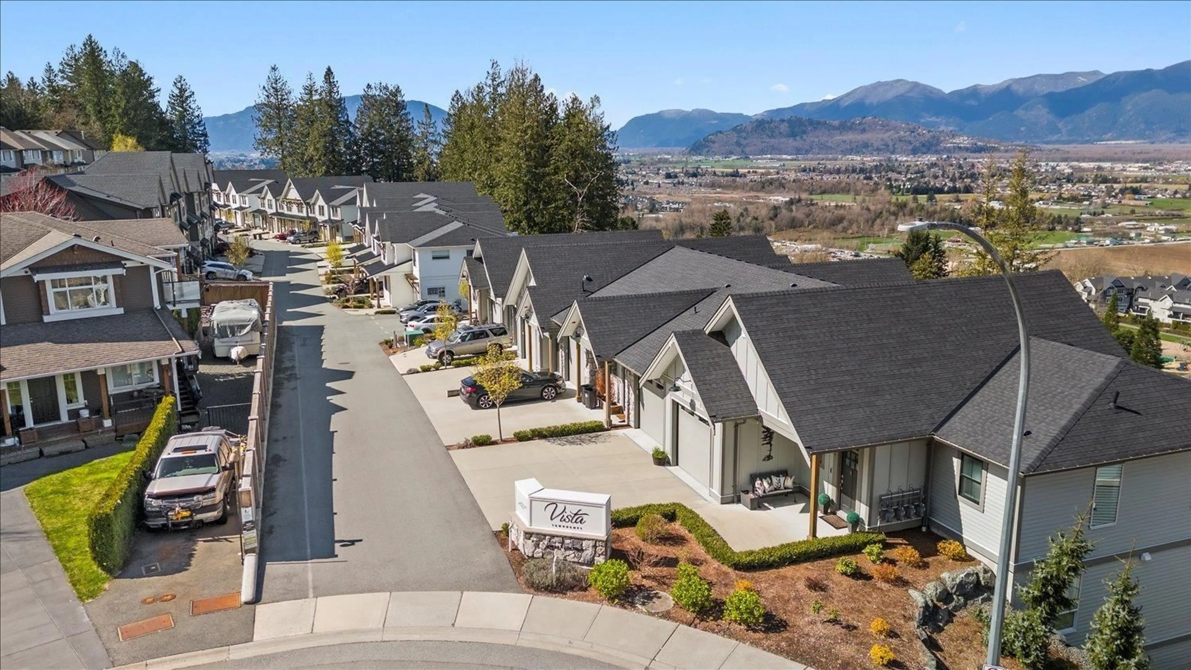 A pic from outside/outdoor area/front of a property/back of a property/a pic from drone, mountain view for 3 - 47203 VISTA PLACE, Chilliwack British Columbia V2R0R9