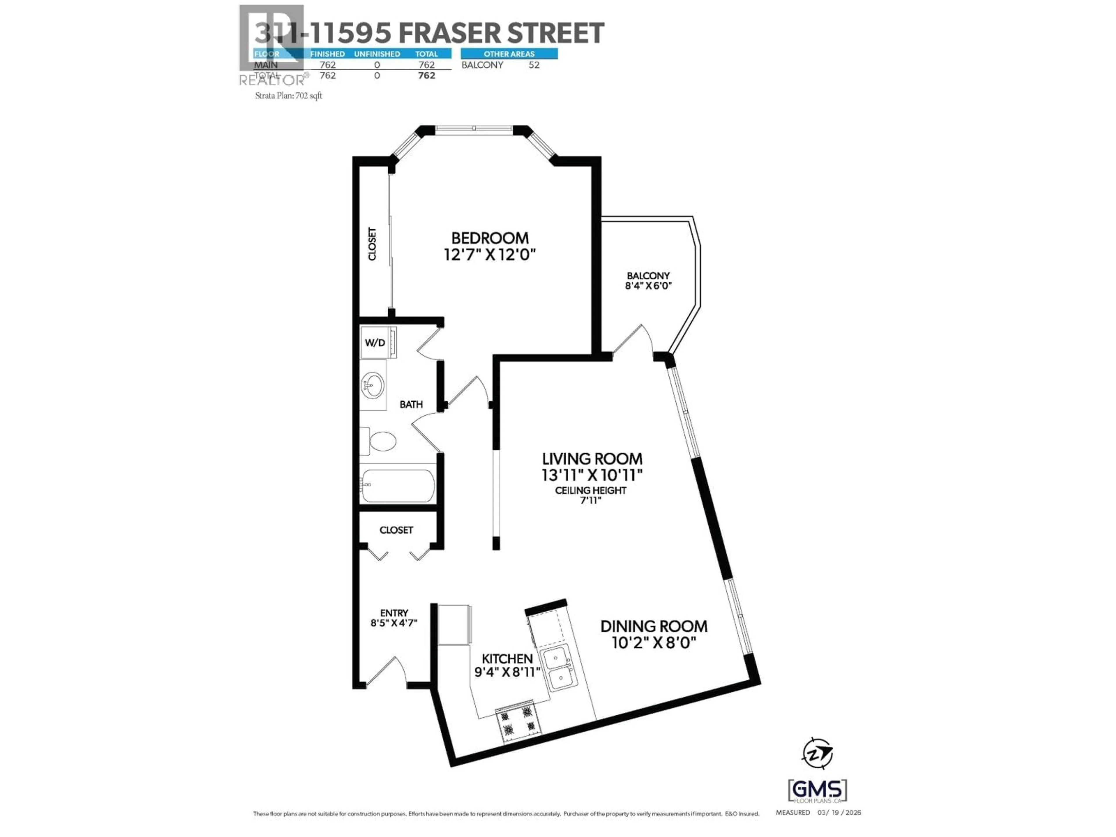 Floor plan for 311 - 11595 FRASER STREET, Maple Ridge British Columbia V2X0X7