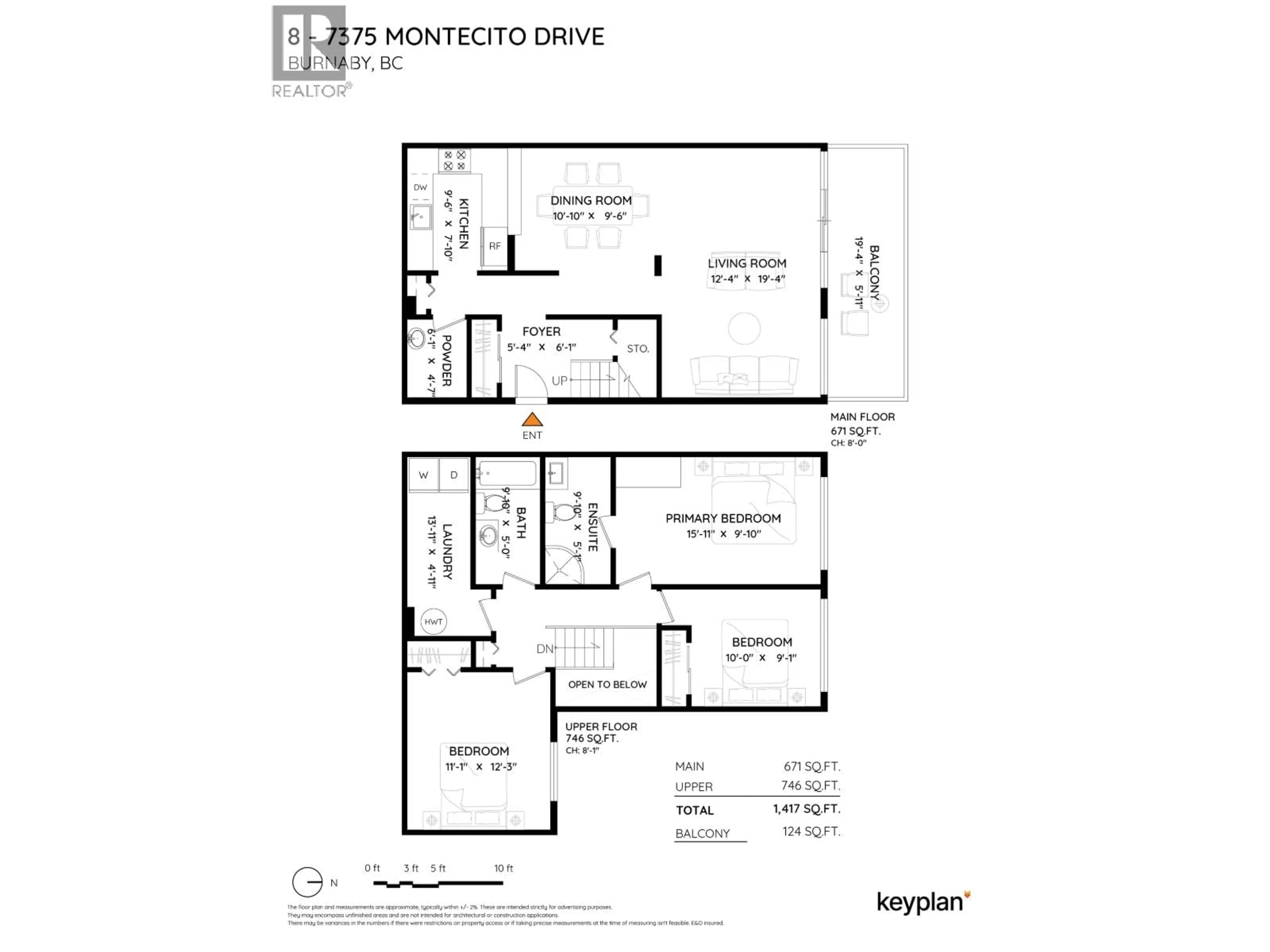 Floor plan for 8 - 7375 MONTECITO DRIVE, Burnaby British Columbia V5A1R4