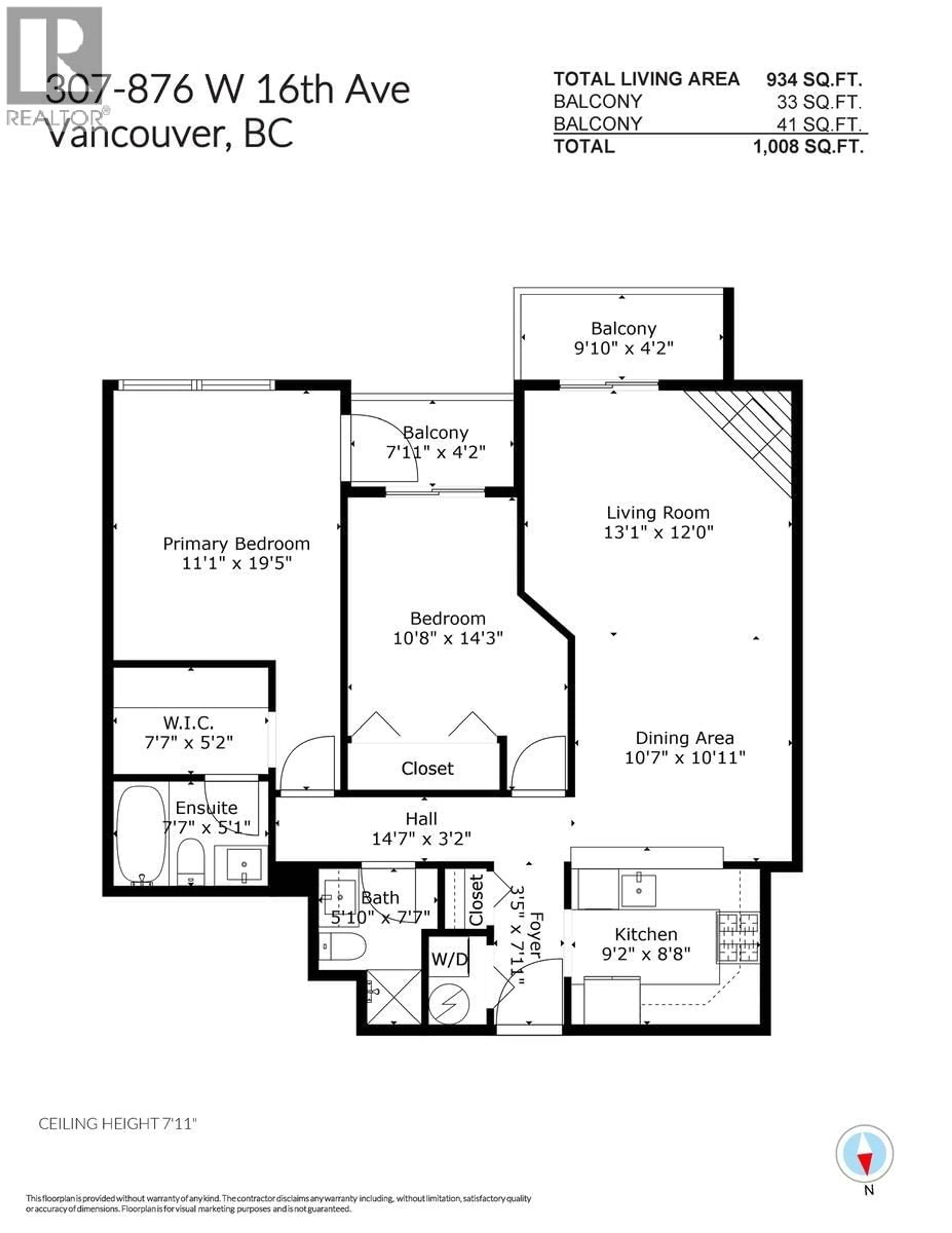 Floor plan for 307 - 876 16TH AVENUE, Vancouver British Columbia V5Z1T1