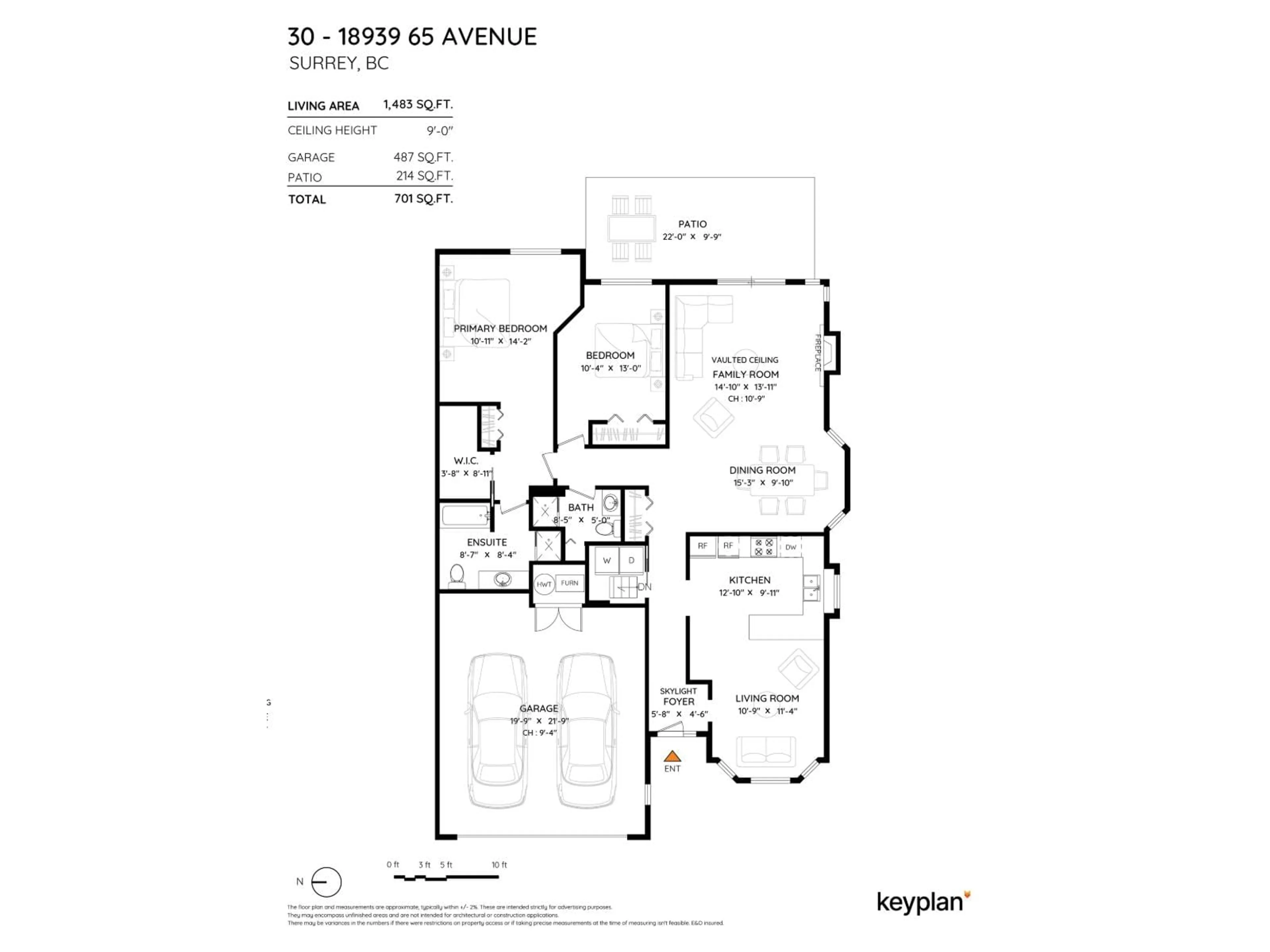 Floor plan for 30 - 18939 65 AVENUE, Surrey British Columbia V3S8Y2