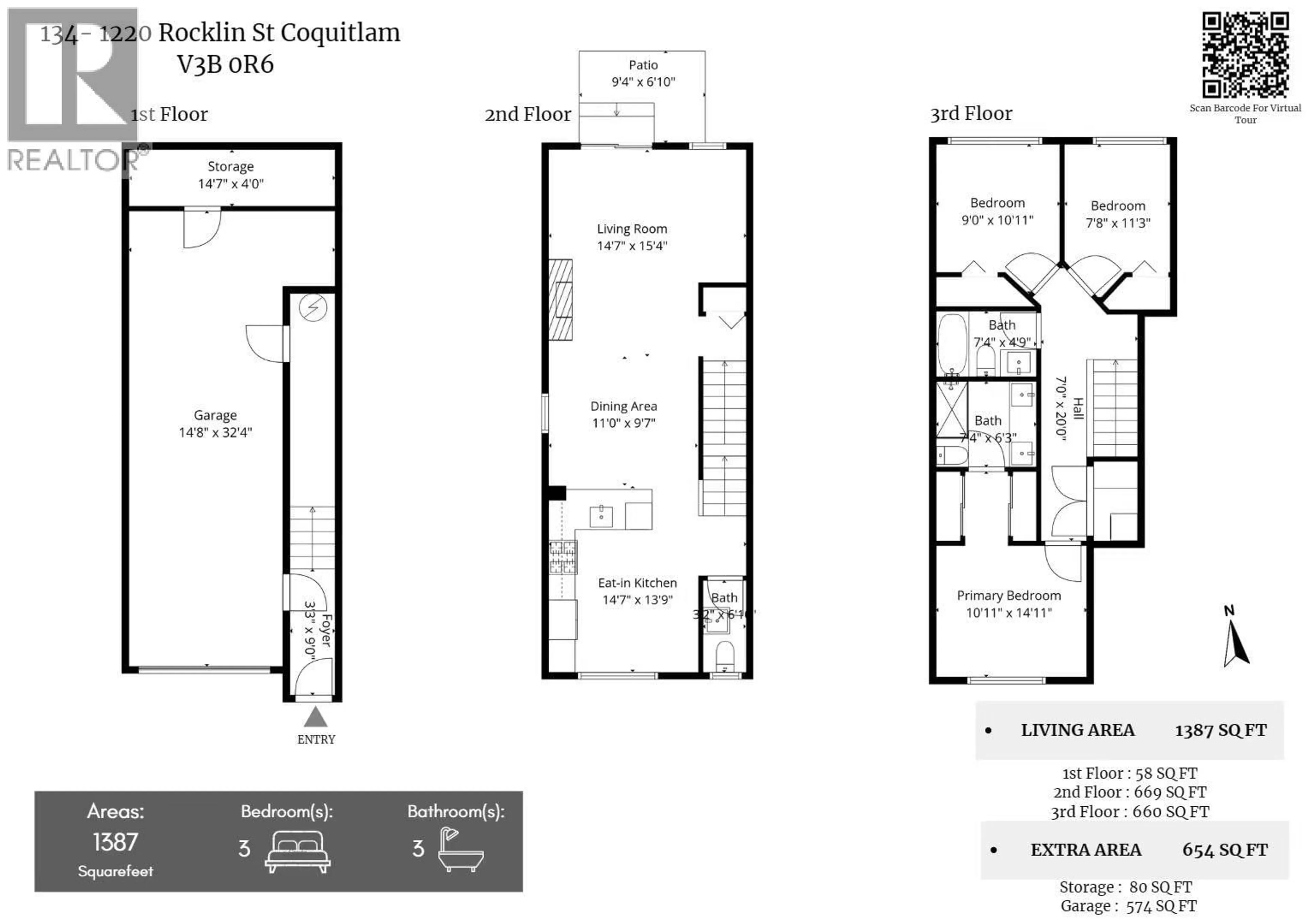 Floor plan for 134 - 1220 ROCKLIN STREET, Coquitlam British Columbia V3B2W7
