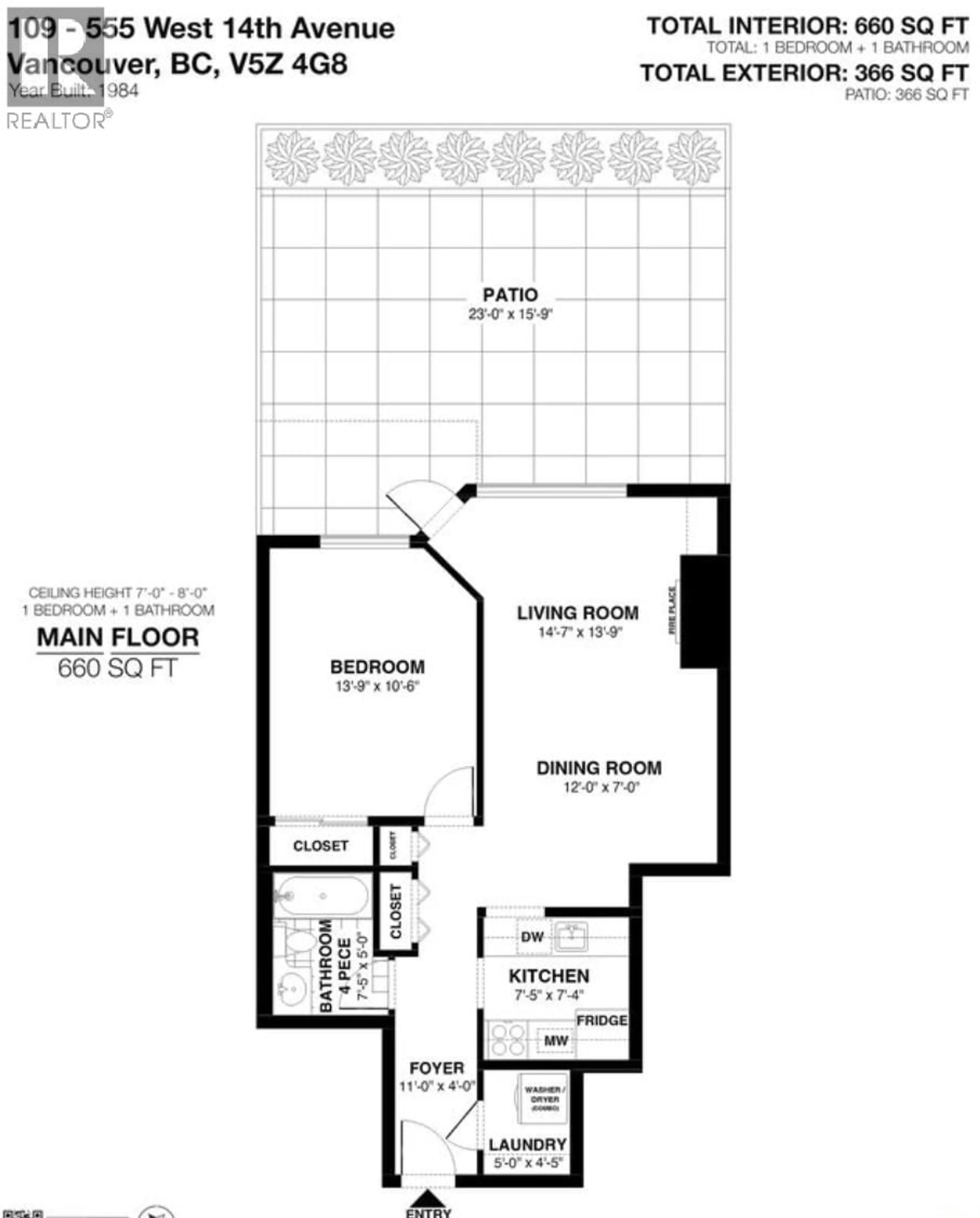 Floor plan for 109 - 555 14TH AVENUE, Vancouver British Columbia V5Z4G8