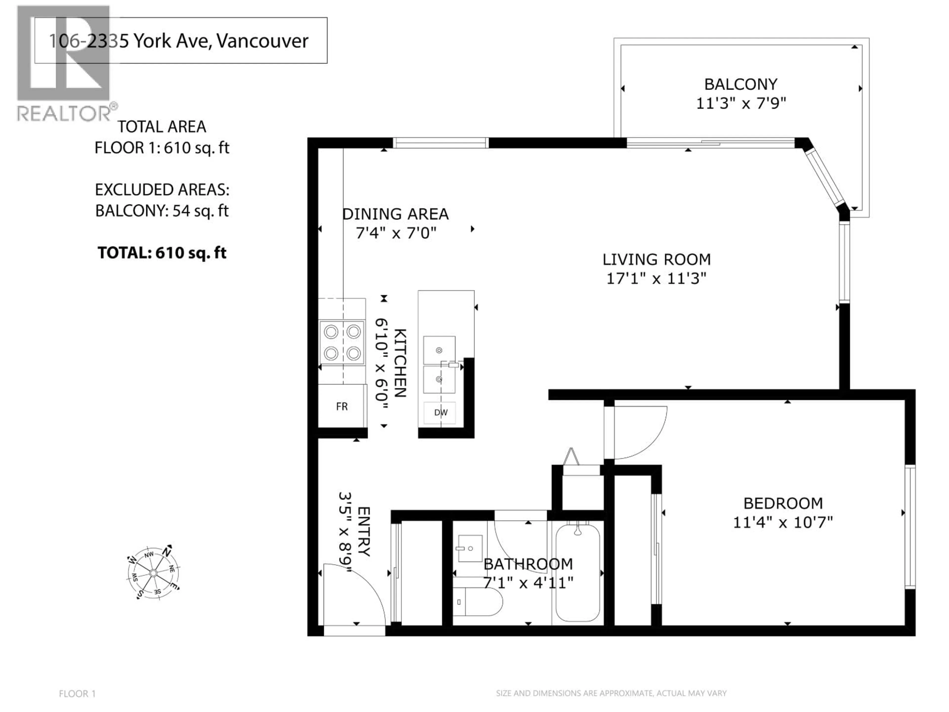Floor plan for 106 - 2335 YORK AVENUE, Vancouver British Columbia V6K1C8