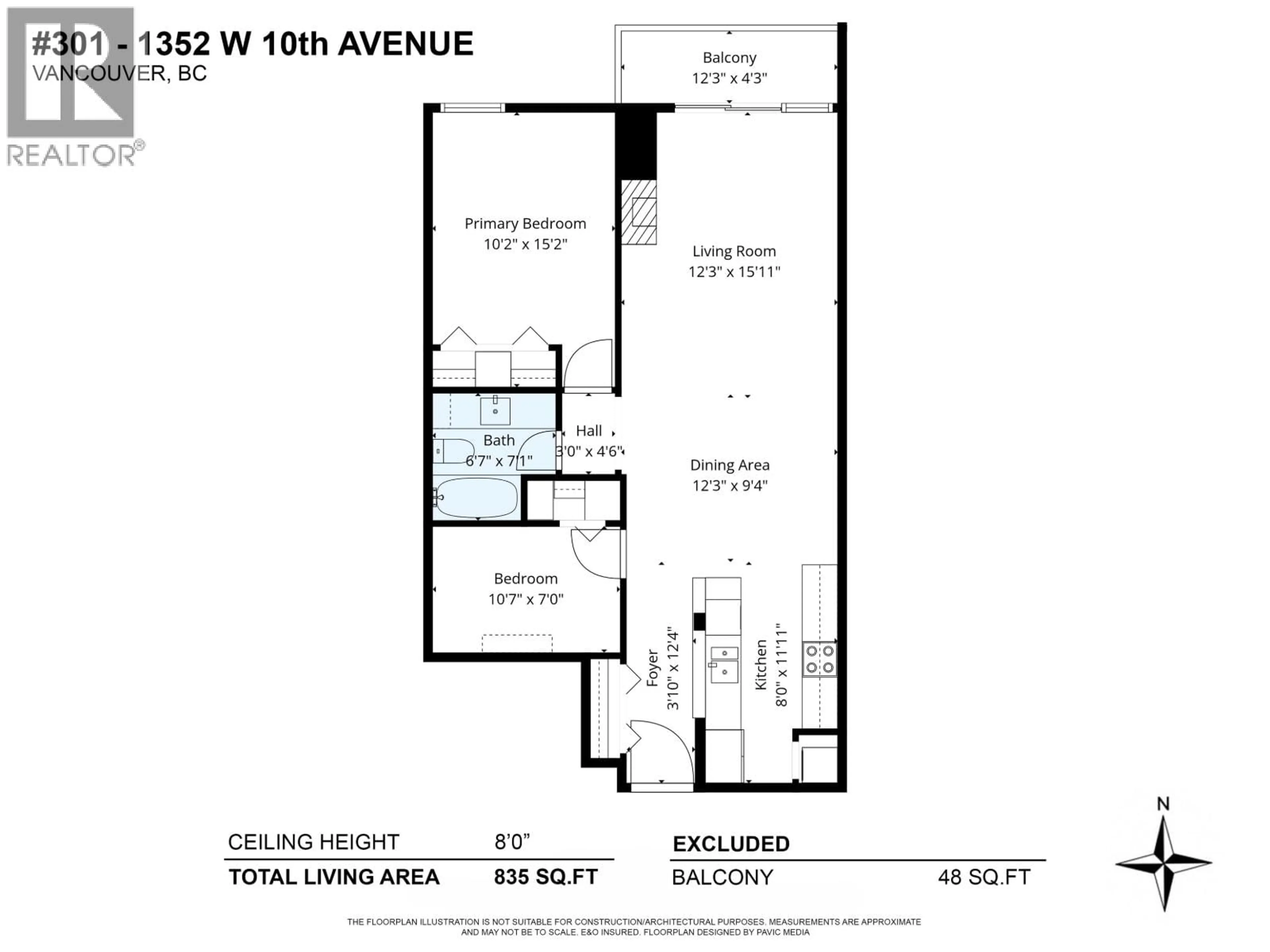 Floor plan for 301 - 1352 10TH AVENUE, Vancouver British Columbia V6H1J6
