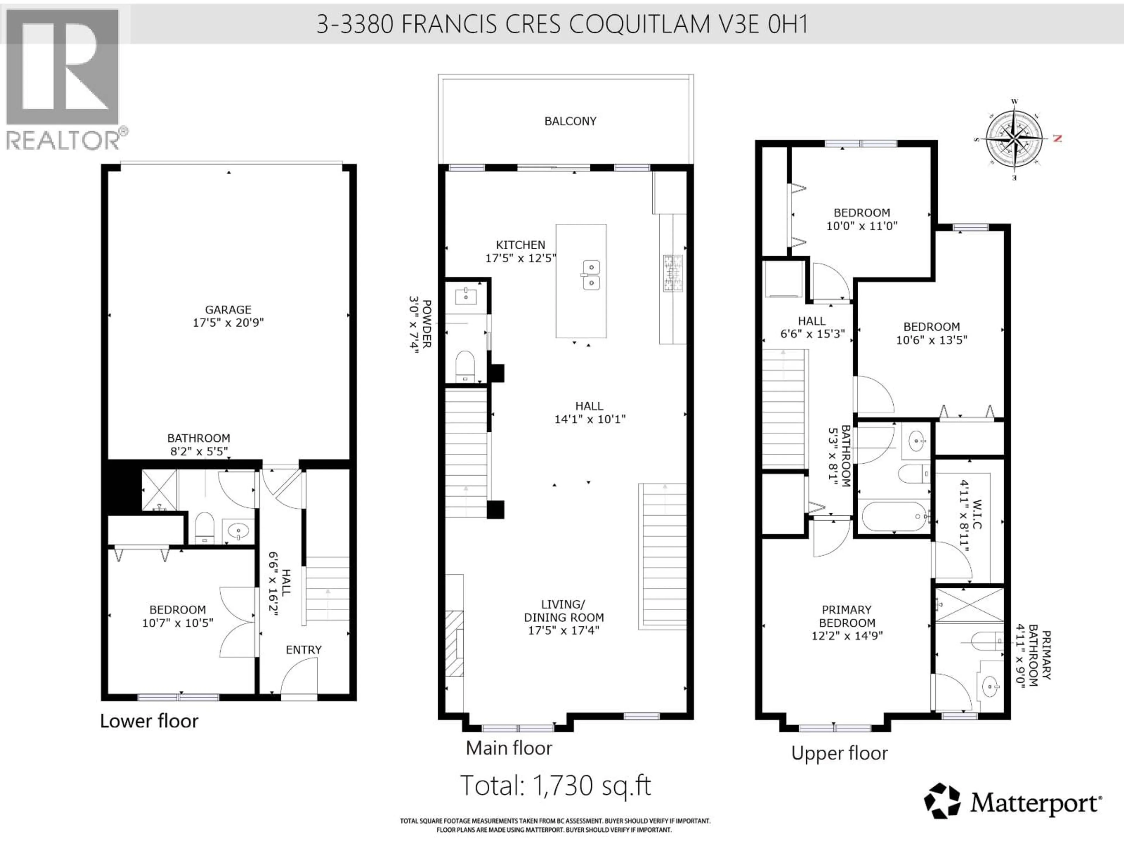 Floor plan for 3 - 3380 FRANCIS CRESCENT, Coquitlam British Columbia V3E0H1