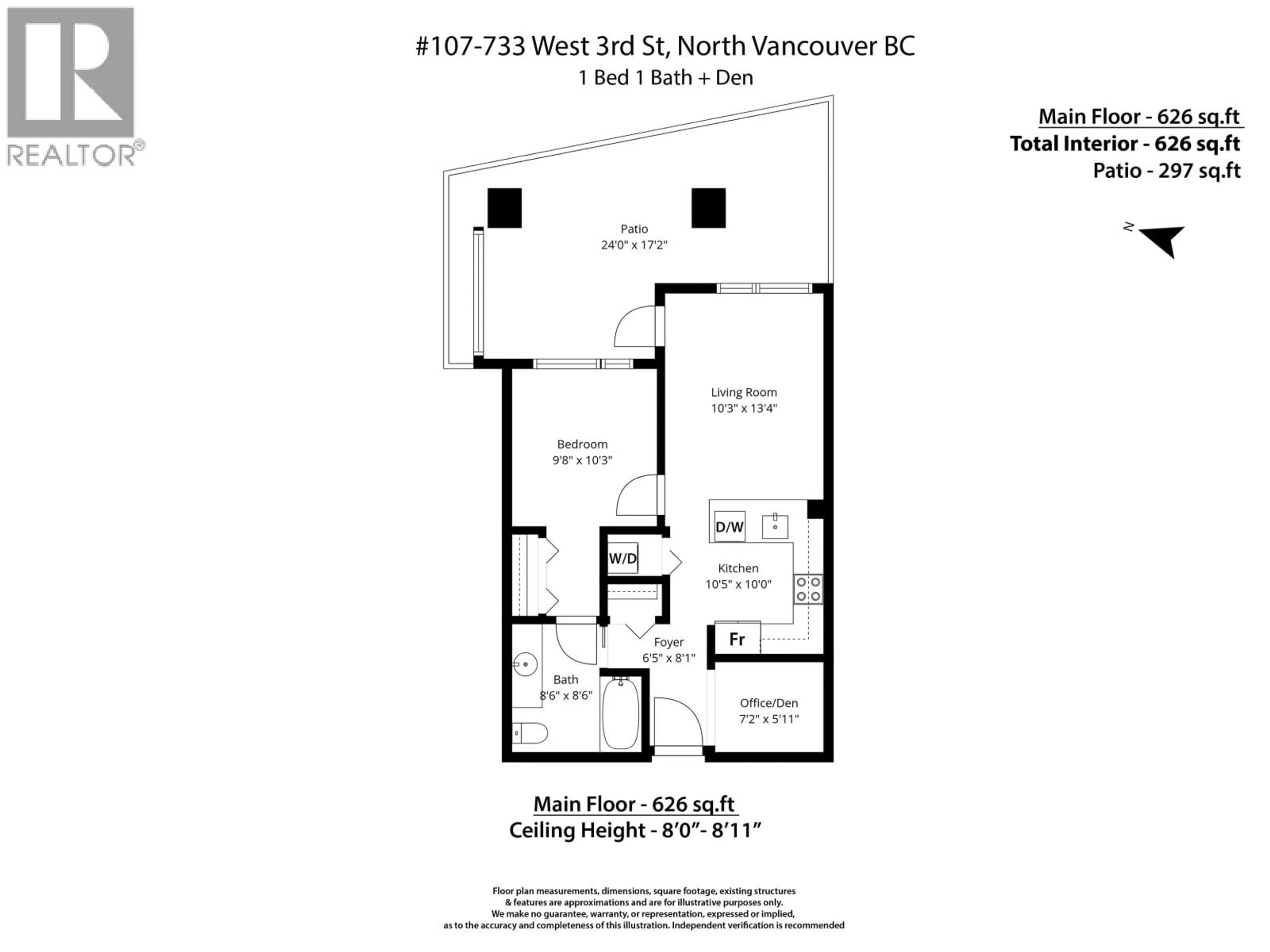 Floor plan for 107 - 733 3RD STREET, North Vancouver British Columbia V7M0C8