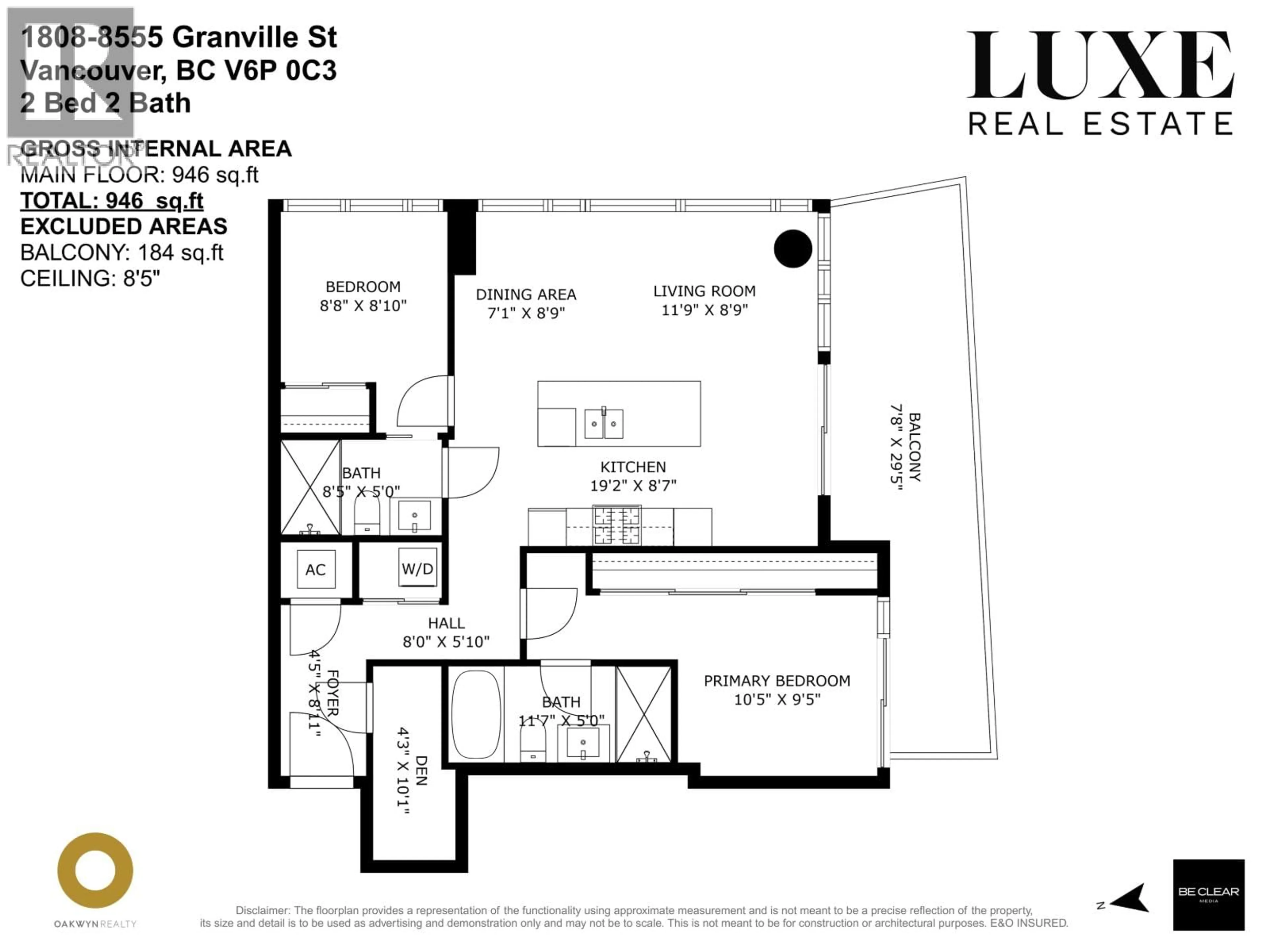 Floor plan for 1808 - 8555 GRANVILLE STREET, Vancouver British Columbia V6P0C3