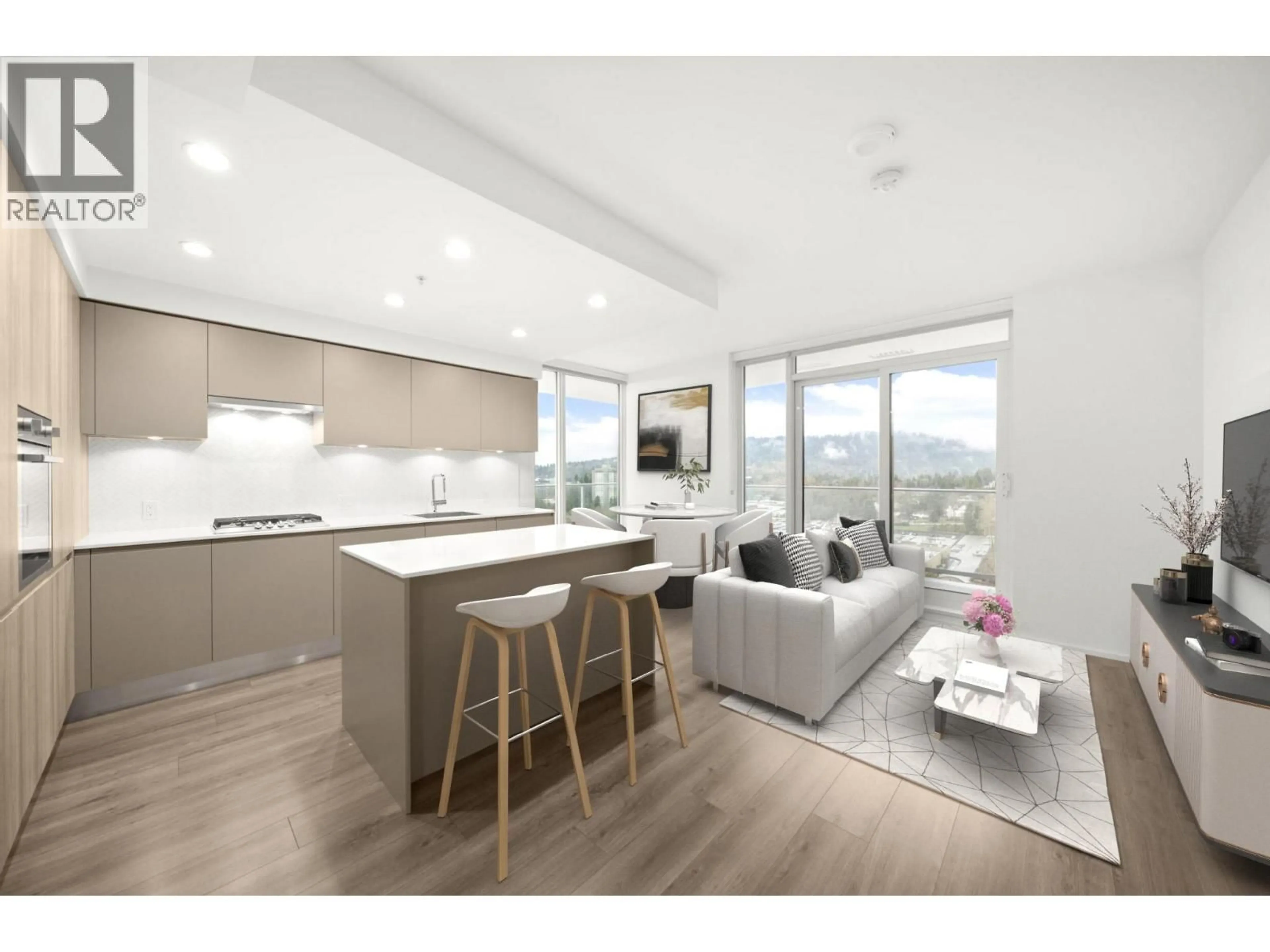 Open concept kitchen, wood/laminate floor for 1310 - 3833 EVERGREEN PLACE, Burnaby British Columbia V3J0M3