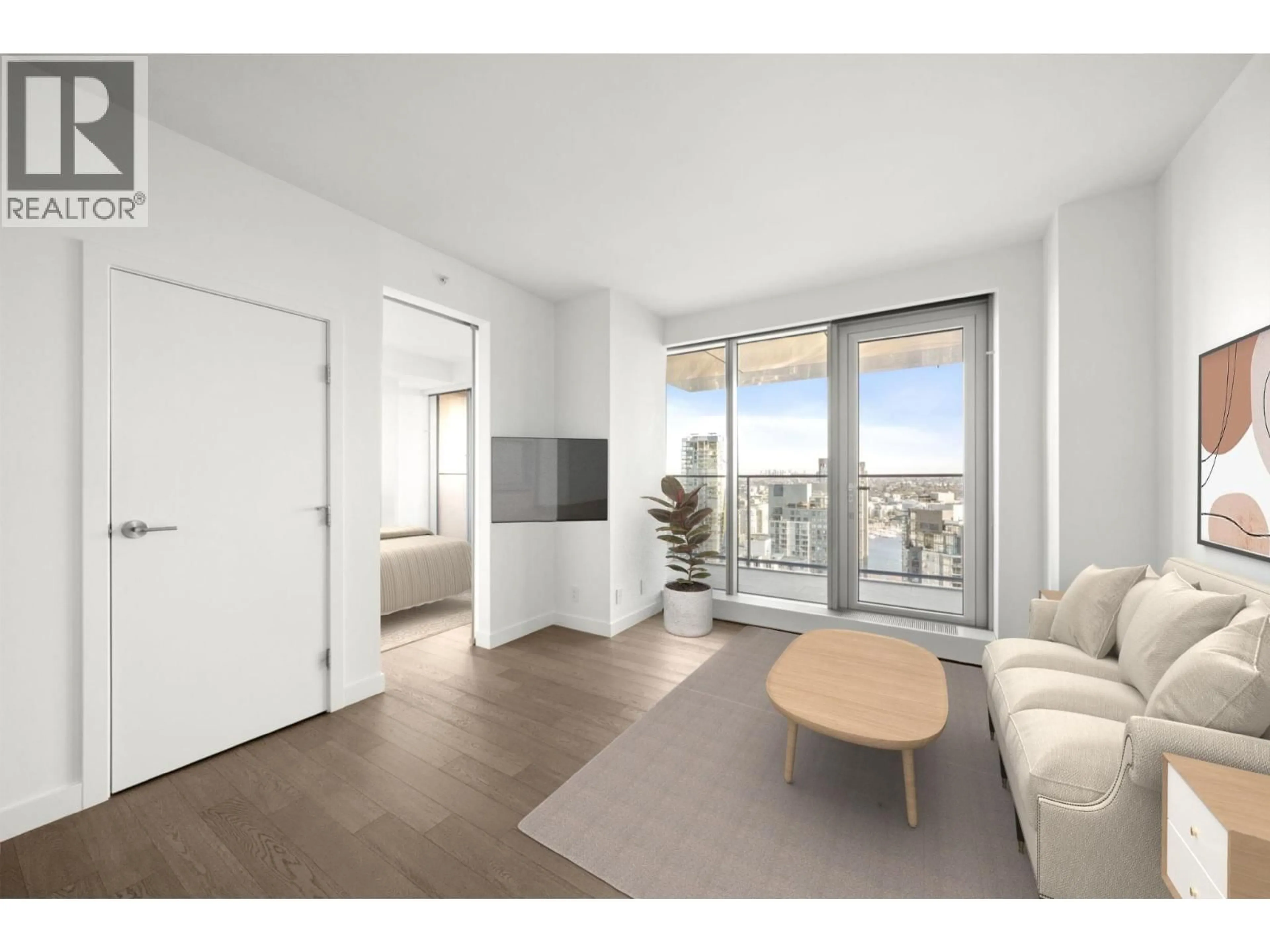 Living room with furniture, wood/laminate floor for 4001 - 1480 HOWE STREET, Vancouver British Columbia V6Z0G5