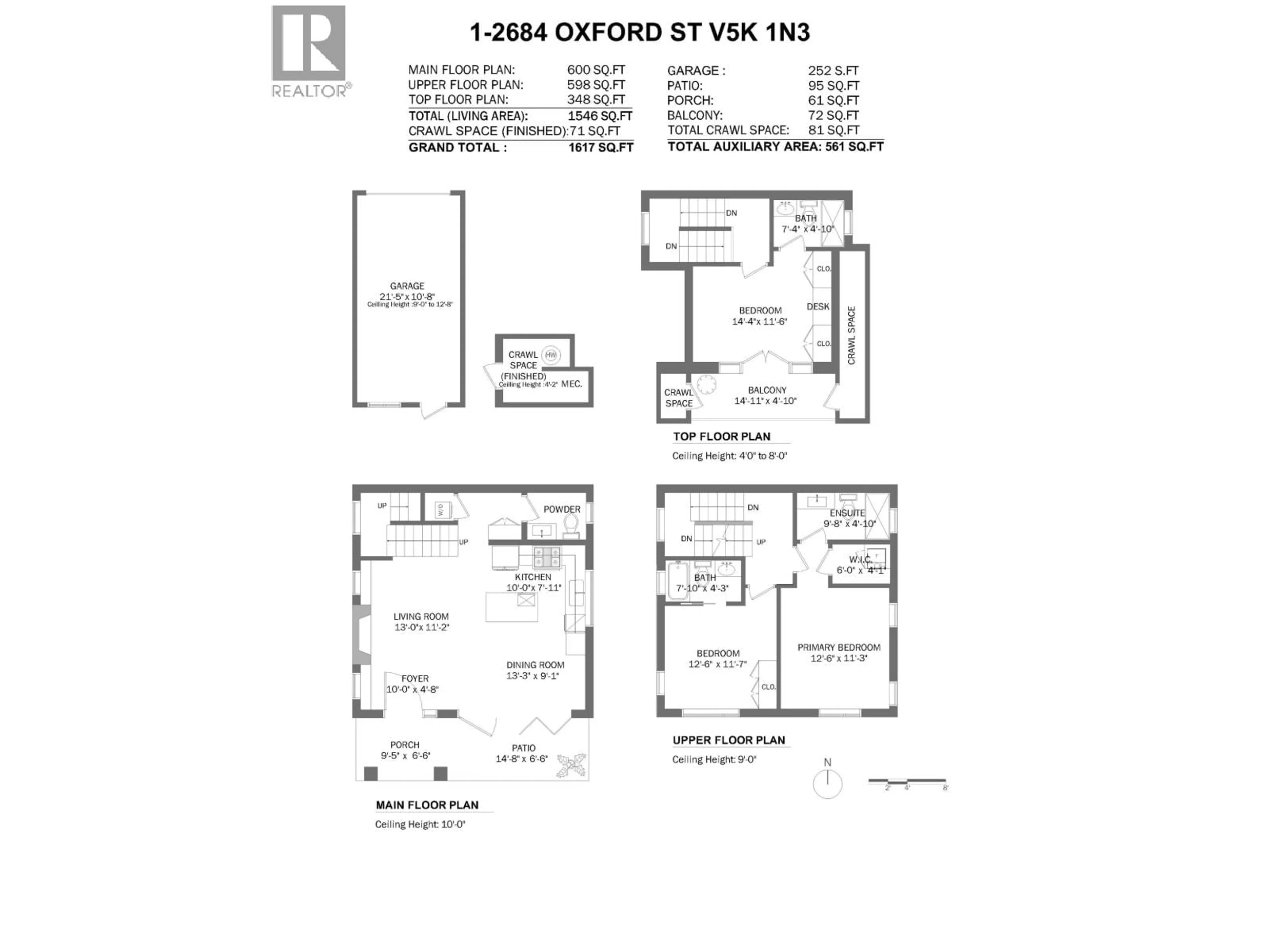 Floor plan for 1 - 2684 OXFORD STREET, Vancouver British Columbia V5K1N3