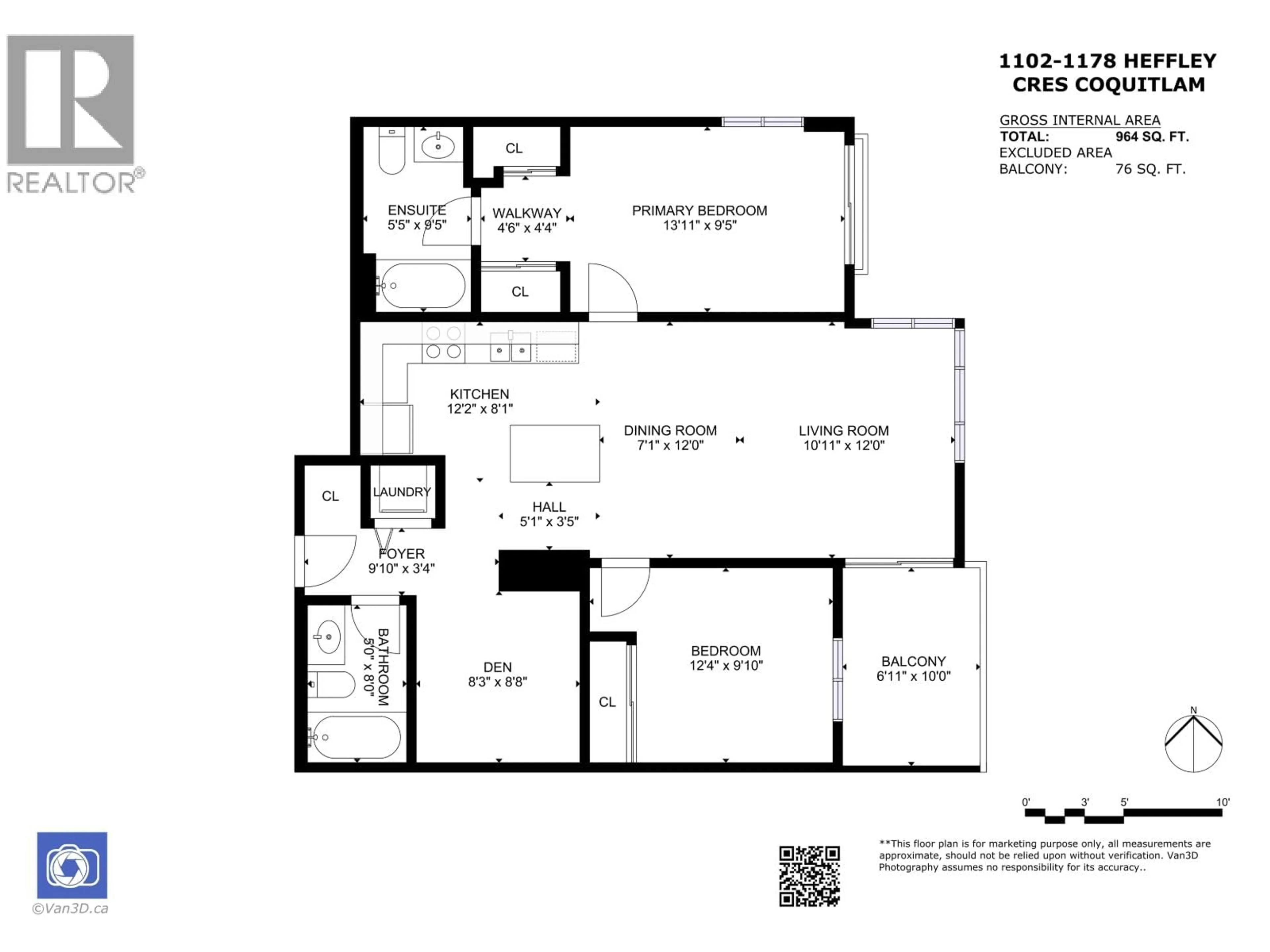 Floor plan for 1102 - 1178 HEFFLEY CRESCENT, Coquitlam British Columbia V3B0A7