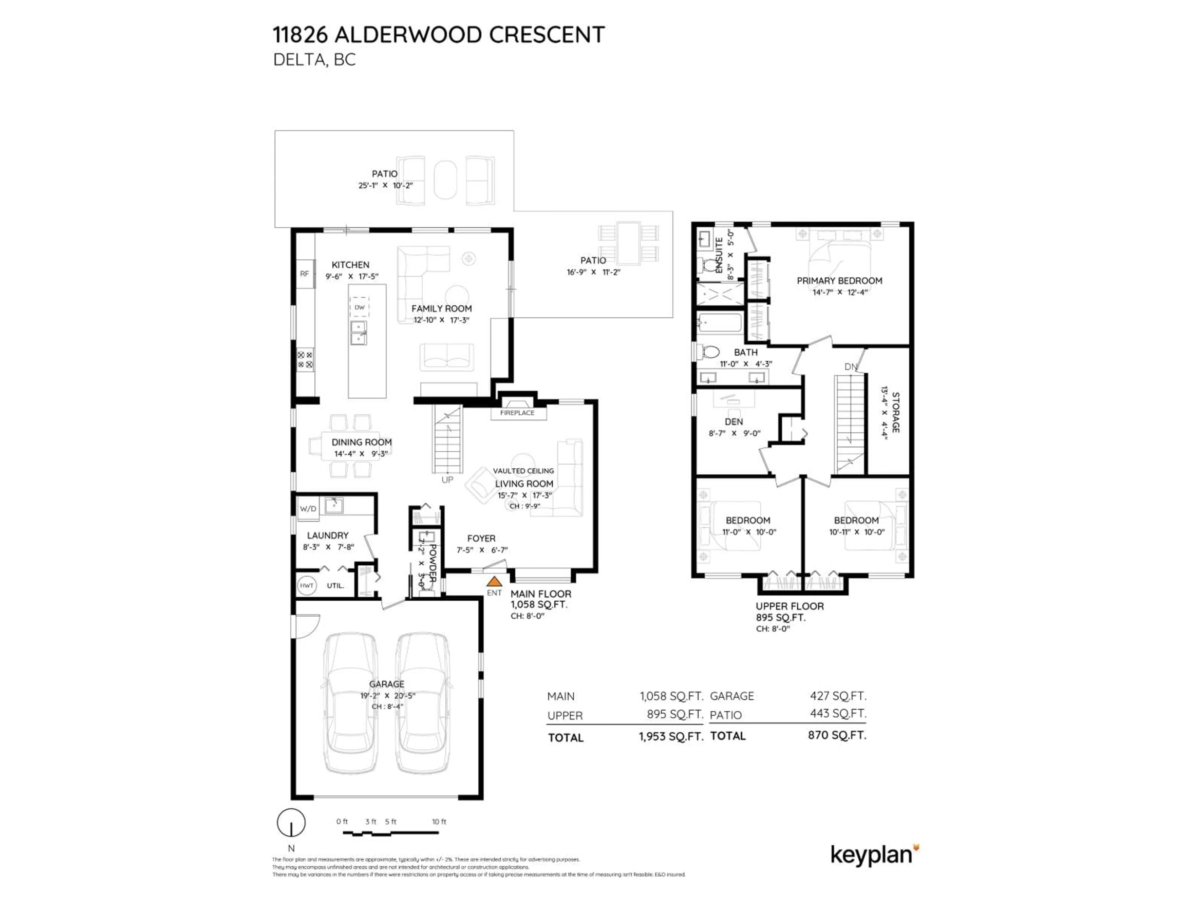 Floor plan for 11826 ALDERWOOD CRESCENT, Delta British Columbia V4E3G1