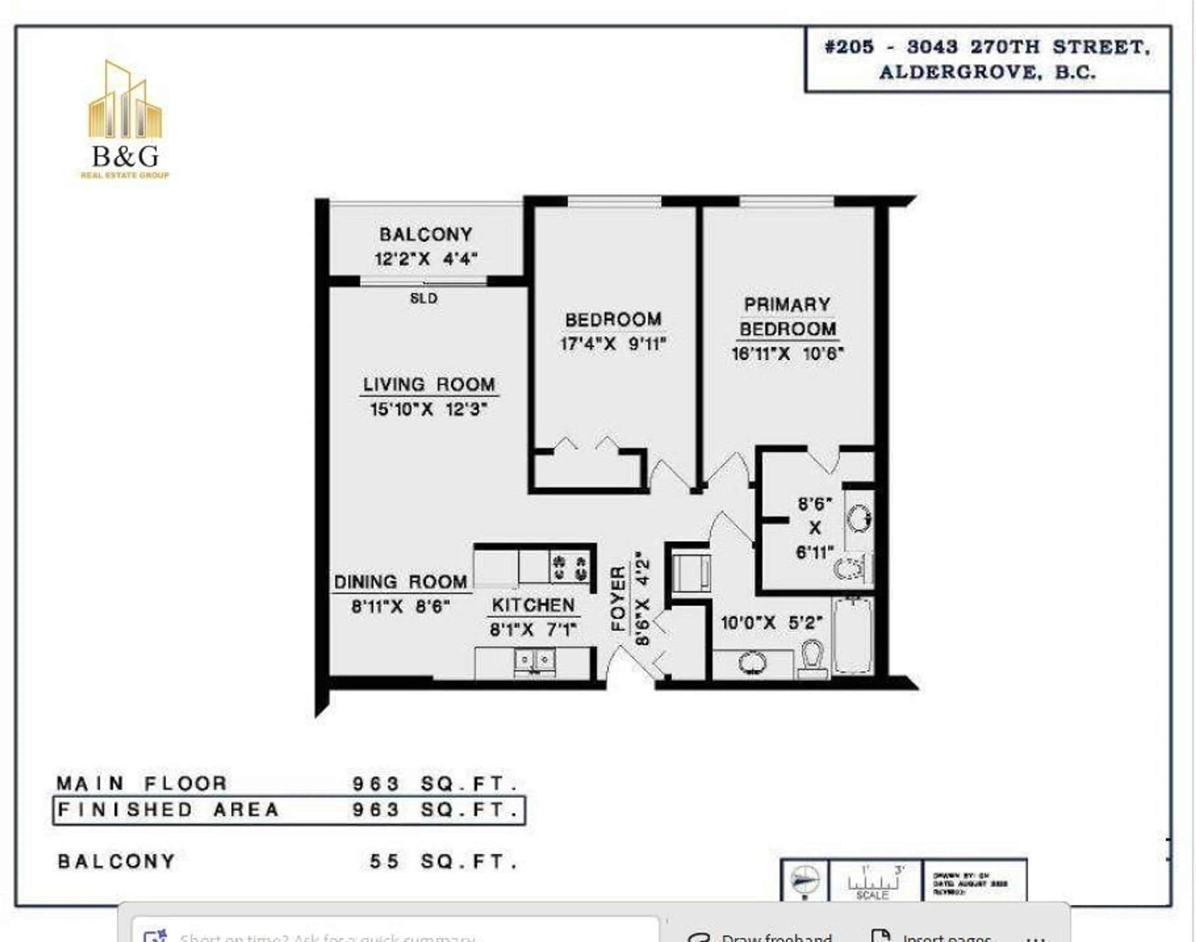 Floor plan for 205 - 3043 270 STREET, Langley British Columbia V4W3M2