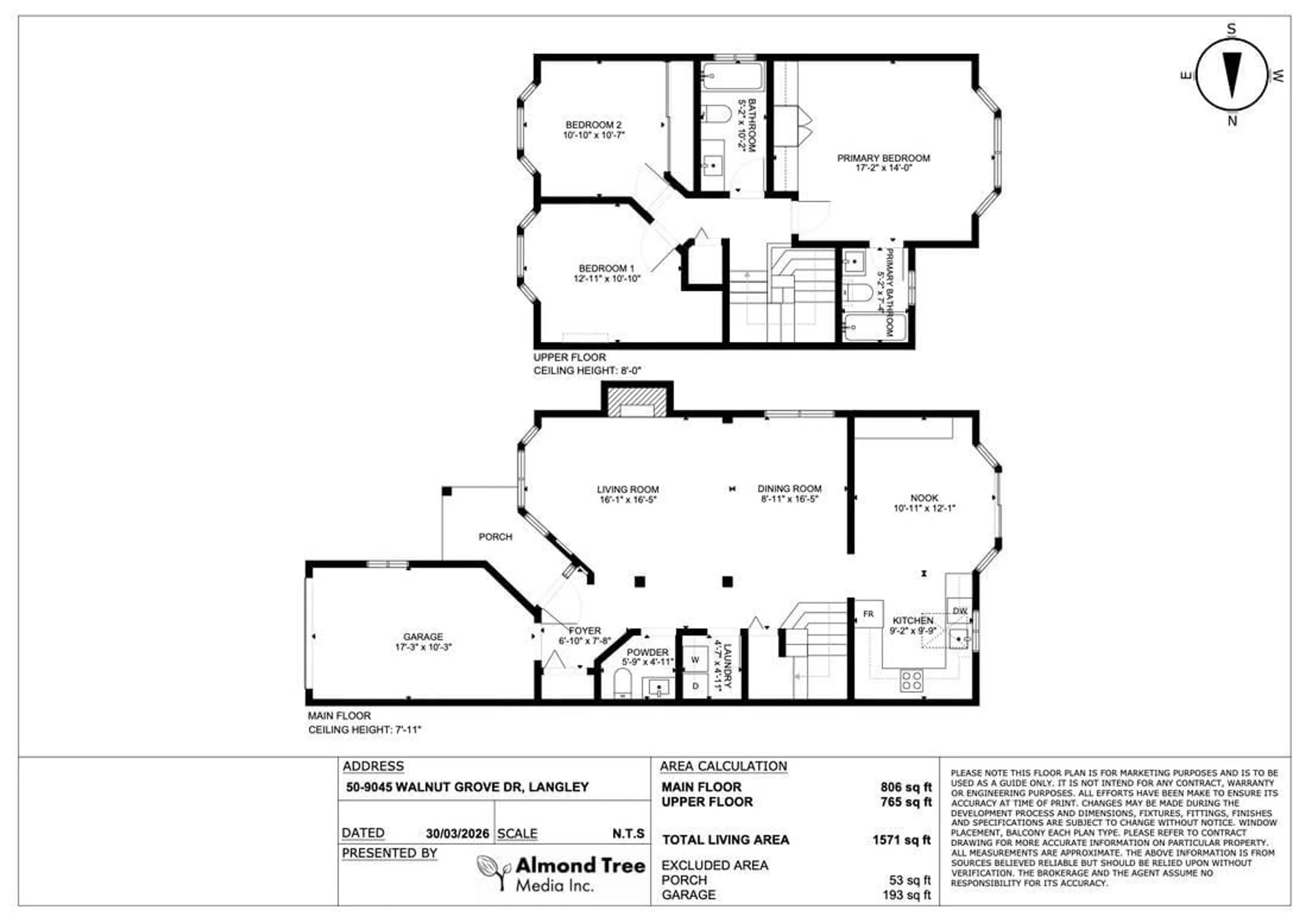 Floor plan for 50 - 9045 WALNUT GROVE DRIVE, Langley British Columbia V1M2E1