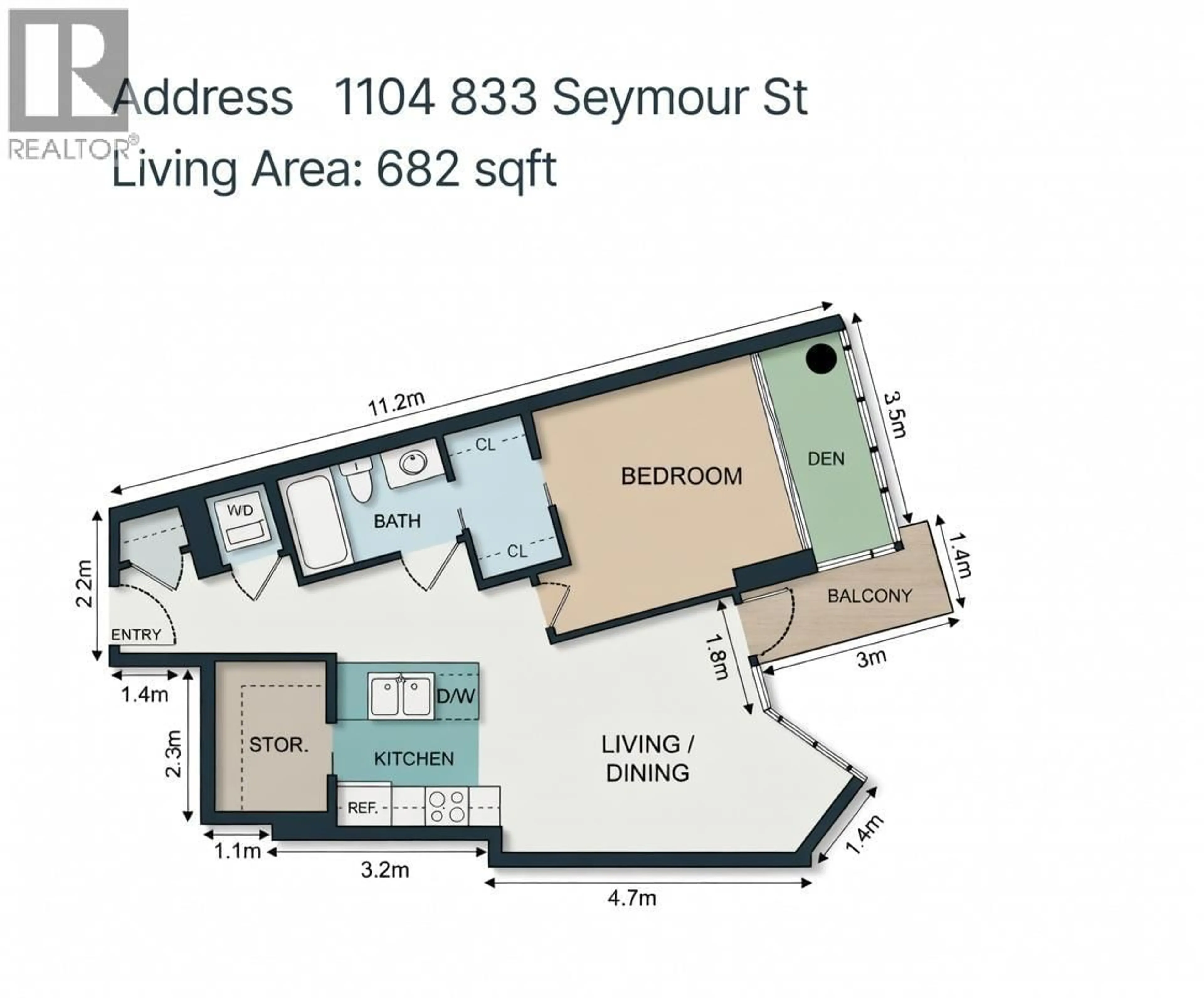 Floor plan for 1104 - 833 SEYMOUR STREET, Vancouver British Columbia V6B0G4