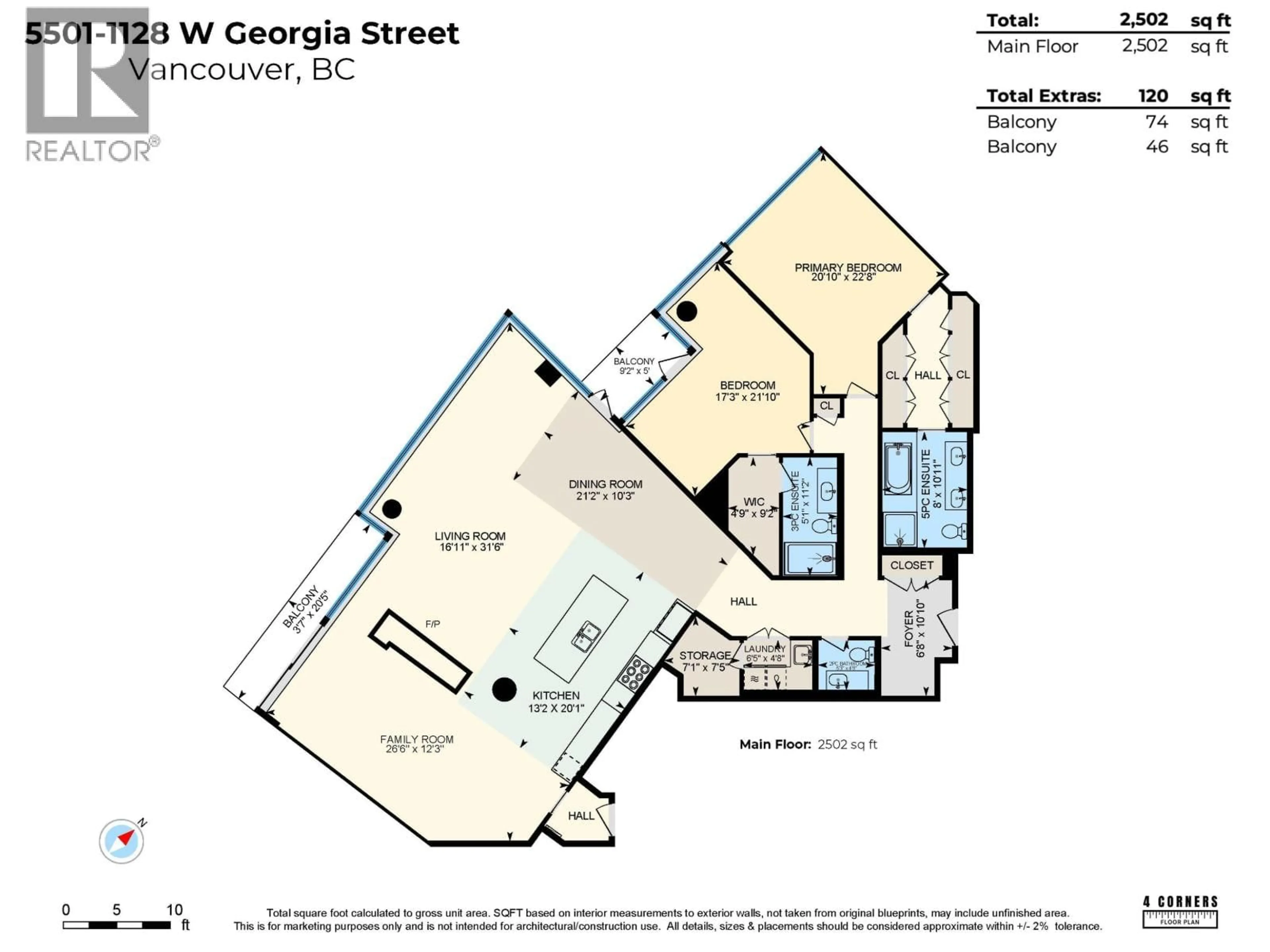 Floor plan for 5501 - 1128 GEORGIA STREET, Vancouver British Columbia V6E0A8