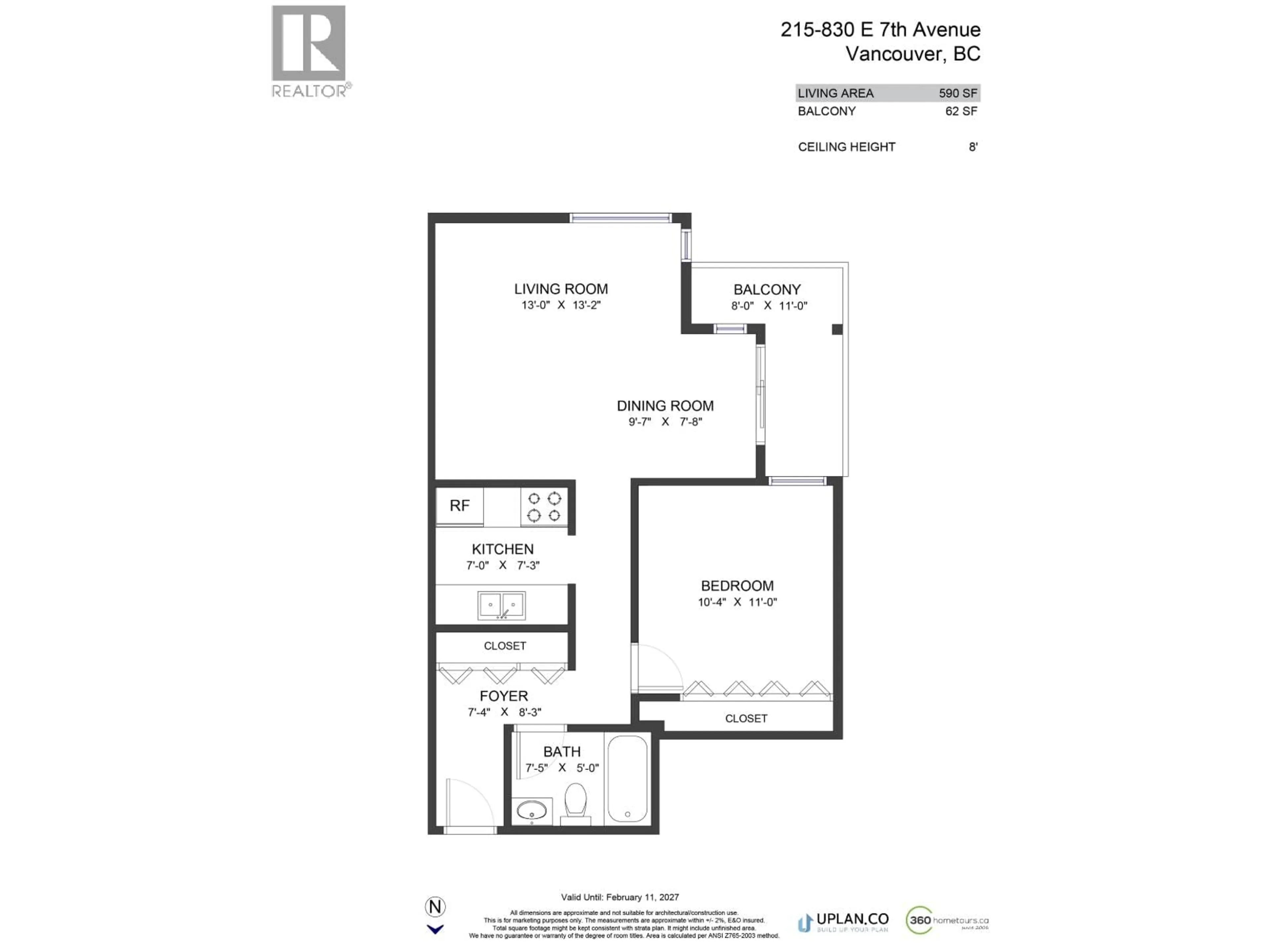 Floor plan for 215 - 830 7TH AVENUE, Vancouver British Columbia V5T4J2