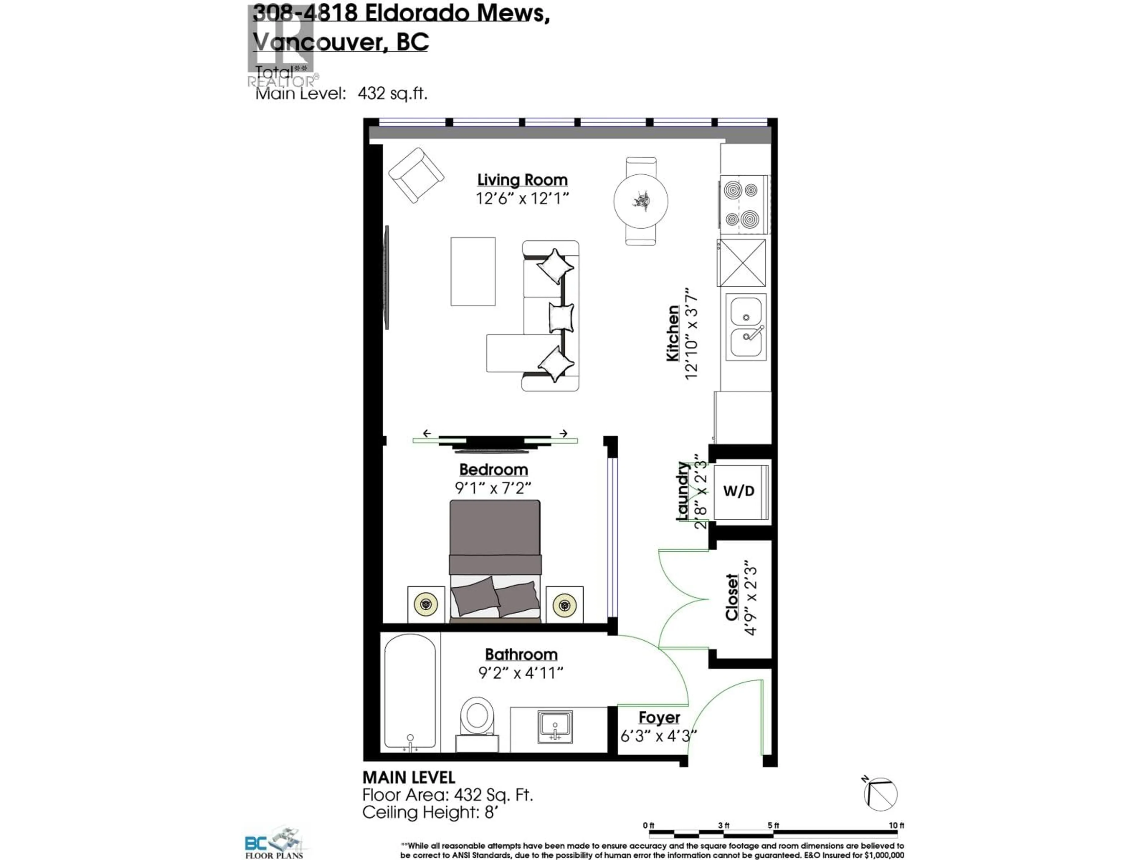 Floor plan for 308 - 4818 ELDORADO MEWS, Vancouver British Columbia V5R0B3