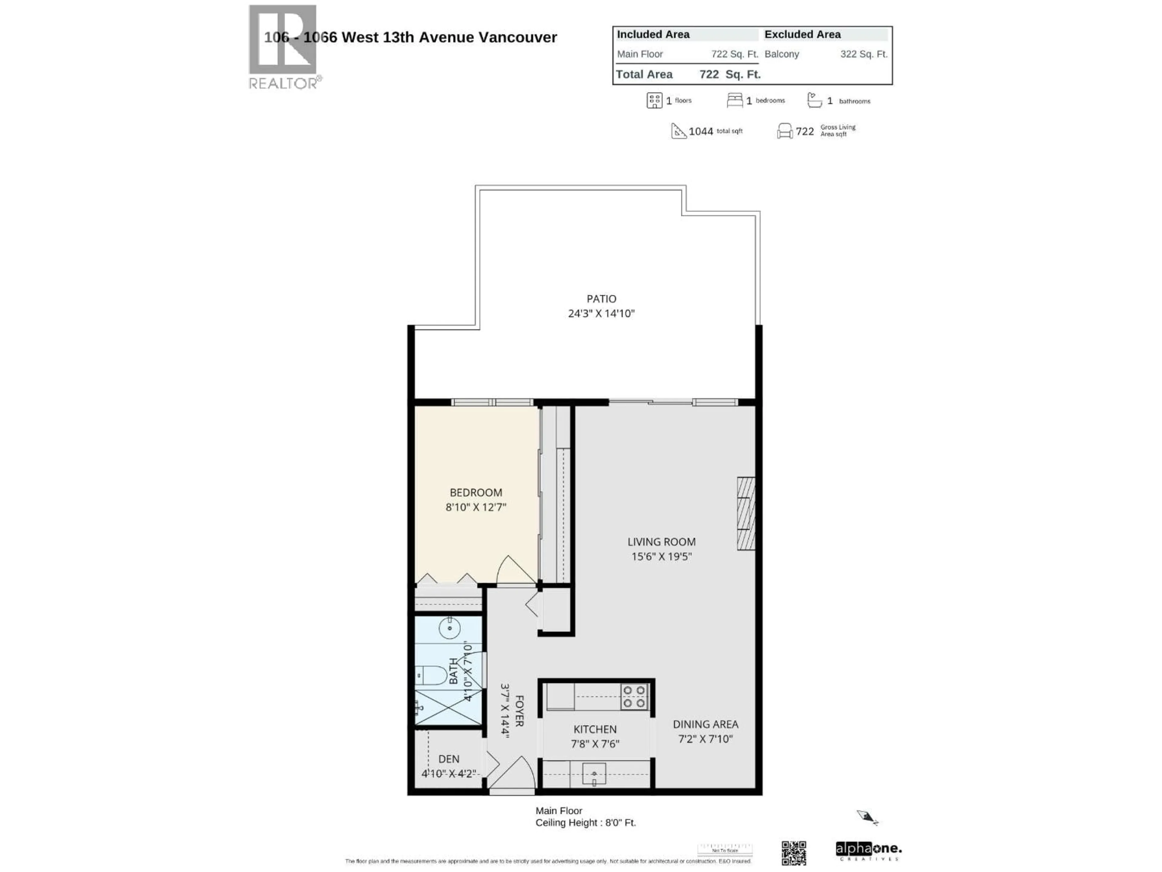 Floor plan for 106 - 1066 13TH AVENUE, Vancouver British Columbia V6H1N2