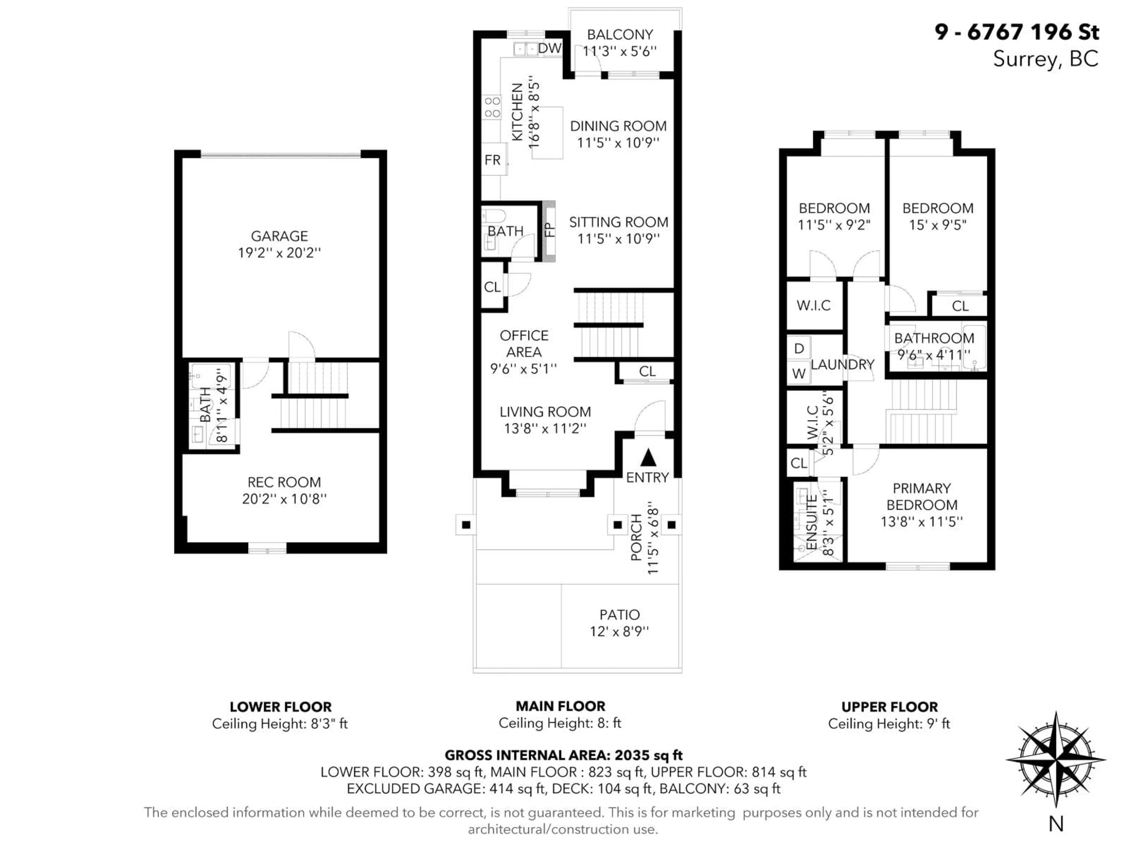 Floor plan for 9 - 6767 196 STREET, Surrey British Columbia V4N6R2
