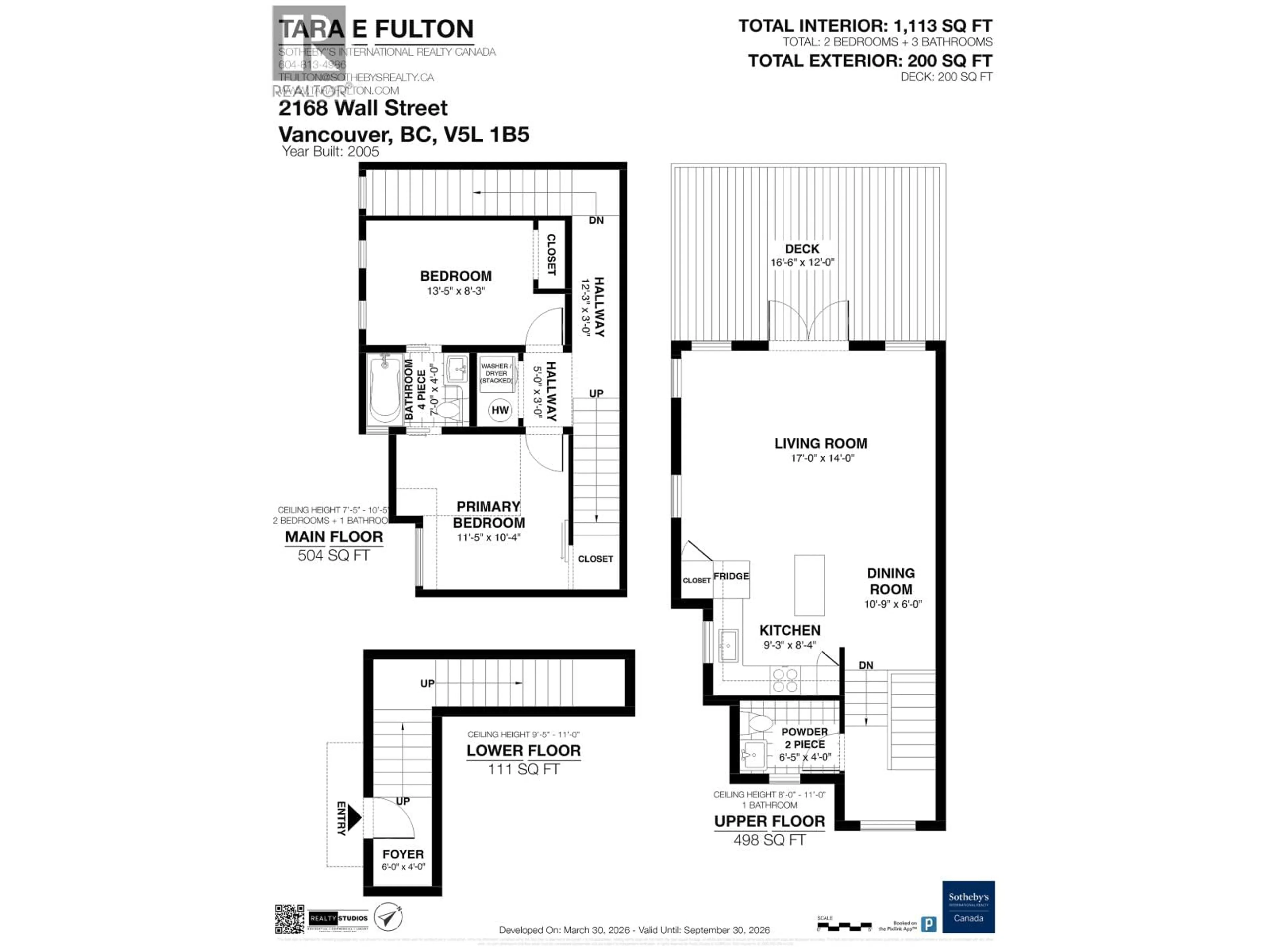 Floor plan for 2168 WALL STREET, Vancouver British Columbia V5L1B5