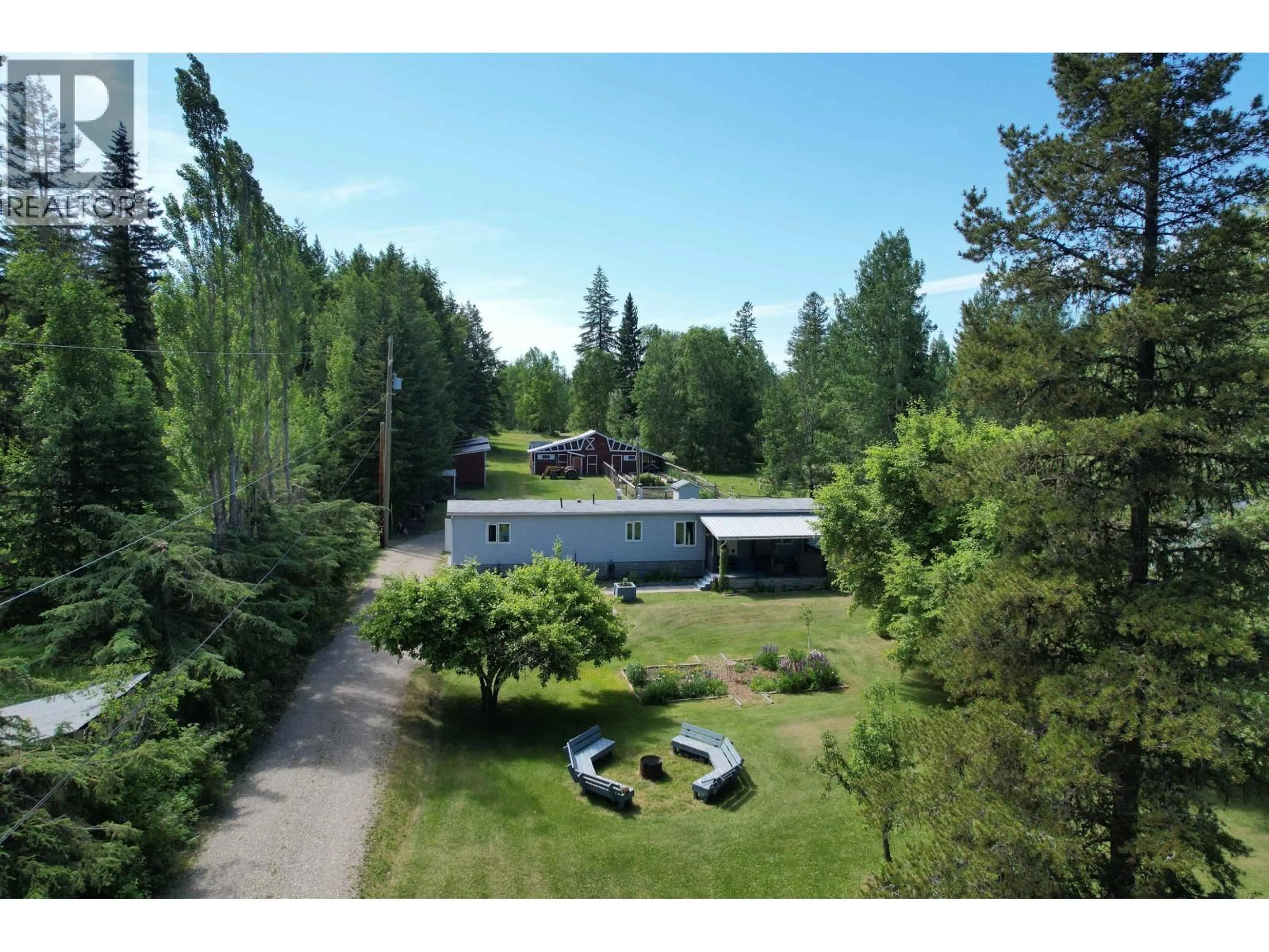 A pic from outside/outdoor area/front of a property/back of a property/a pic from drone, forest/trees view for 3074 RED BLUFF ROAD, Quesnel British Columbia V2J6C6