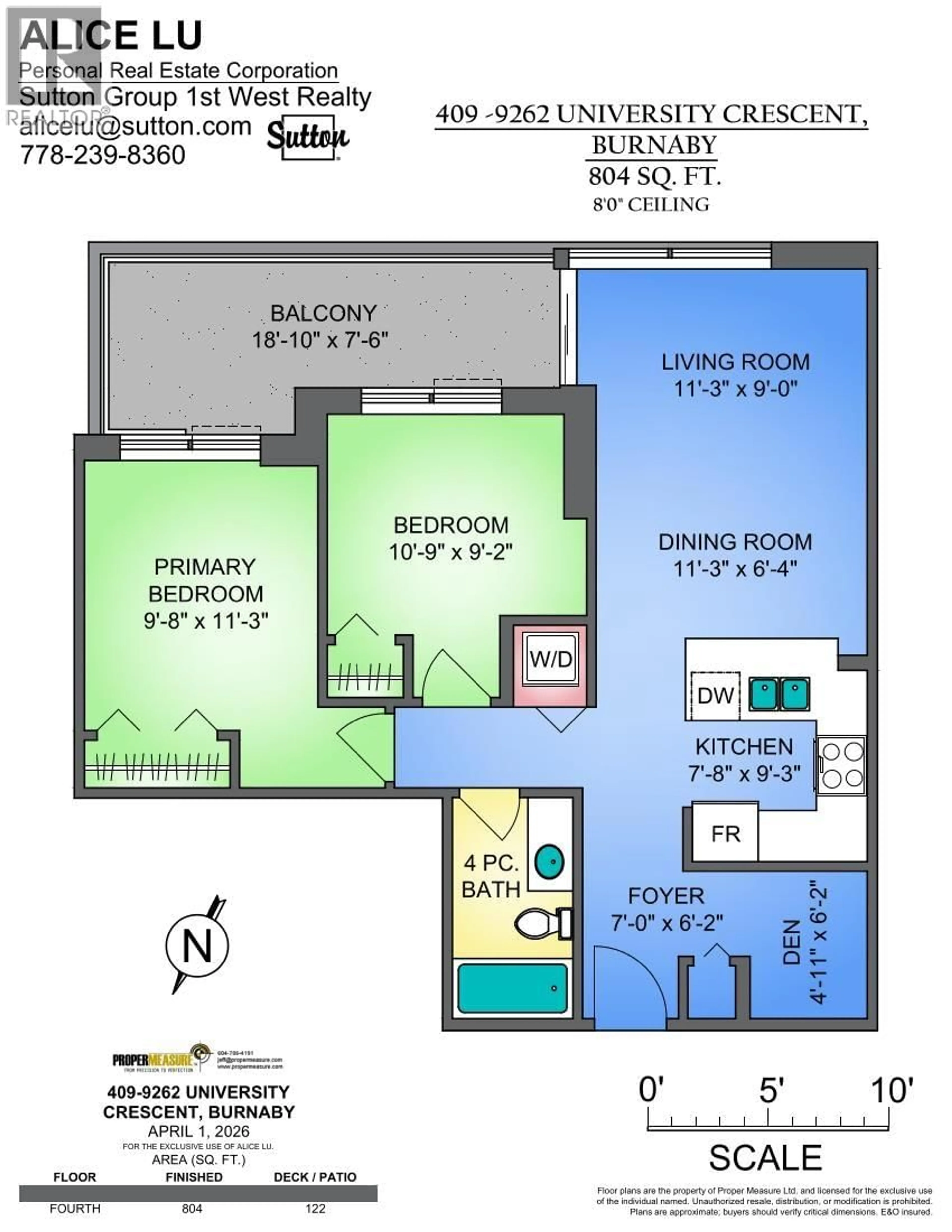 Floor plan for 409 - 9262 UNIVERSITY CRESCENT, Burnaby British Columbia V5A0A4