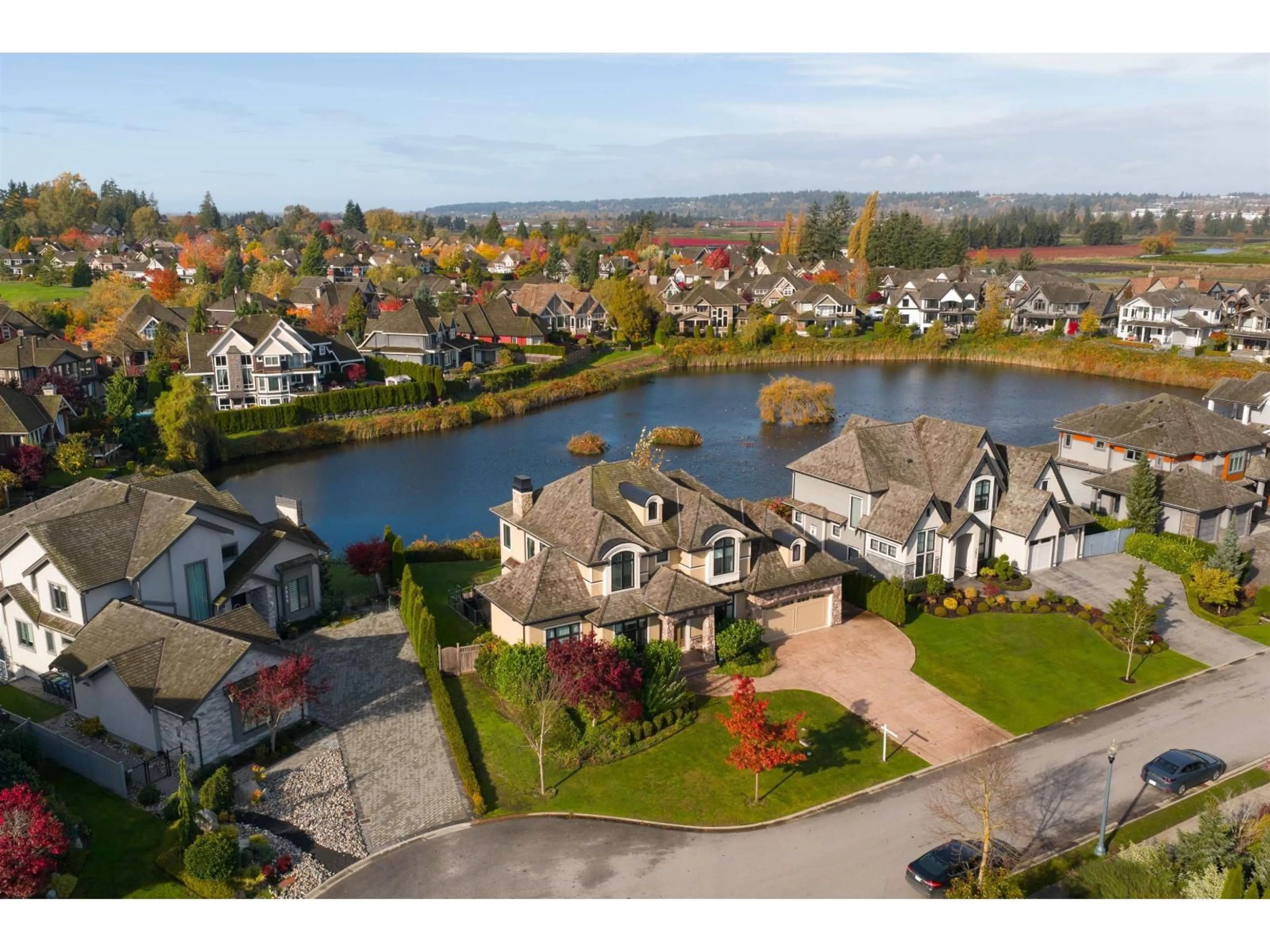 A pic from outside/outdoor area/front of a property/back of a property/a pic from drone, water/lake/river/ocean view for 3863 159A STREET, Surrey British Columbia V3Z0Y3