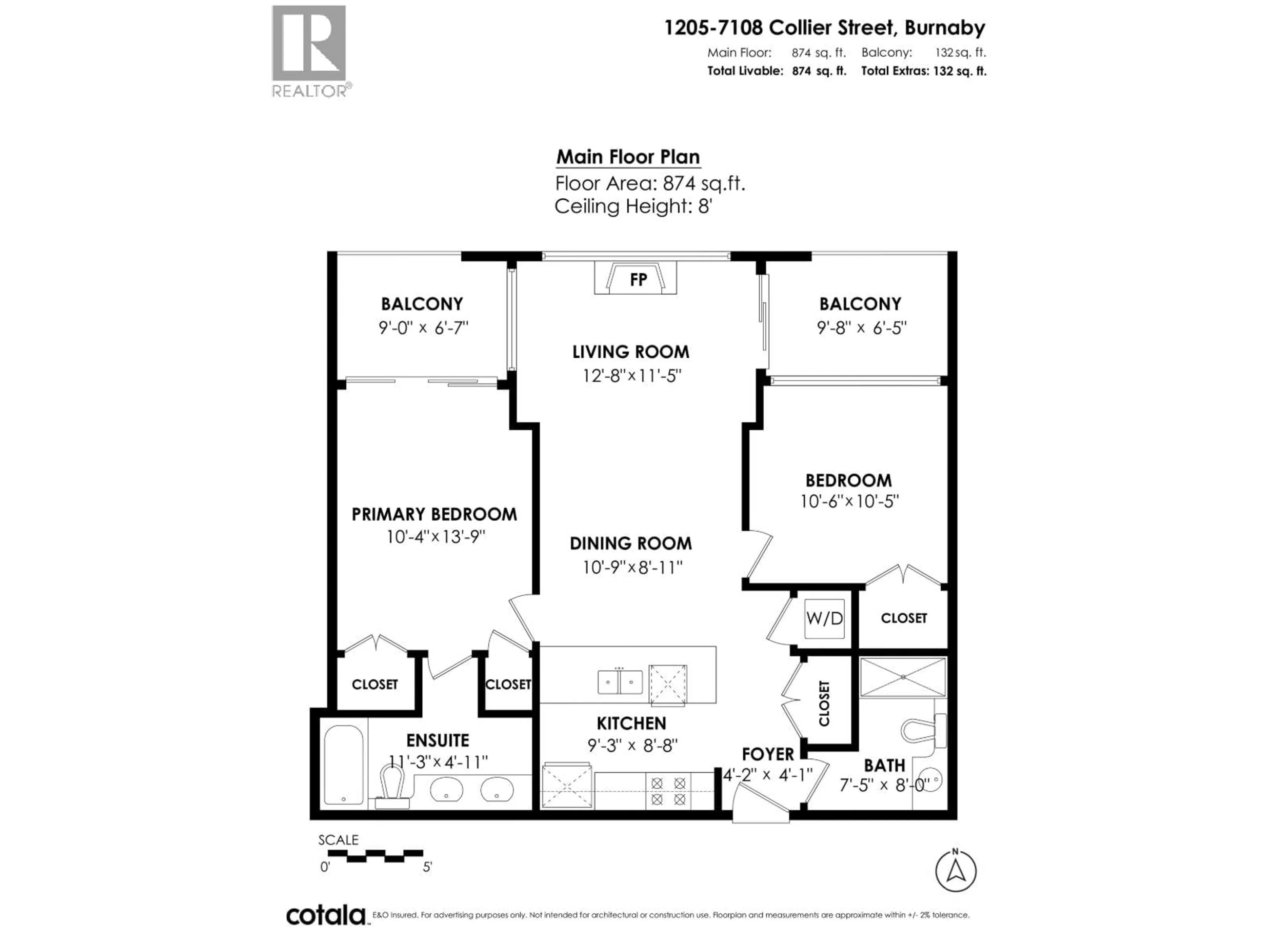Floor plan for 1205 - 7108 COLLIER STREET, Burnaby British Columbia V5E0A1