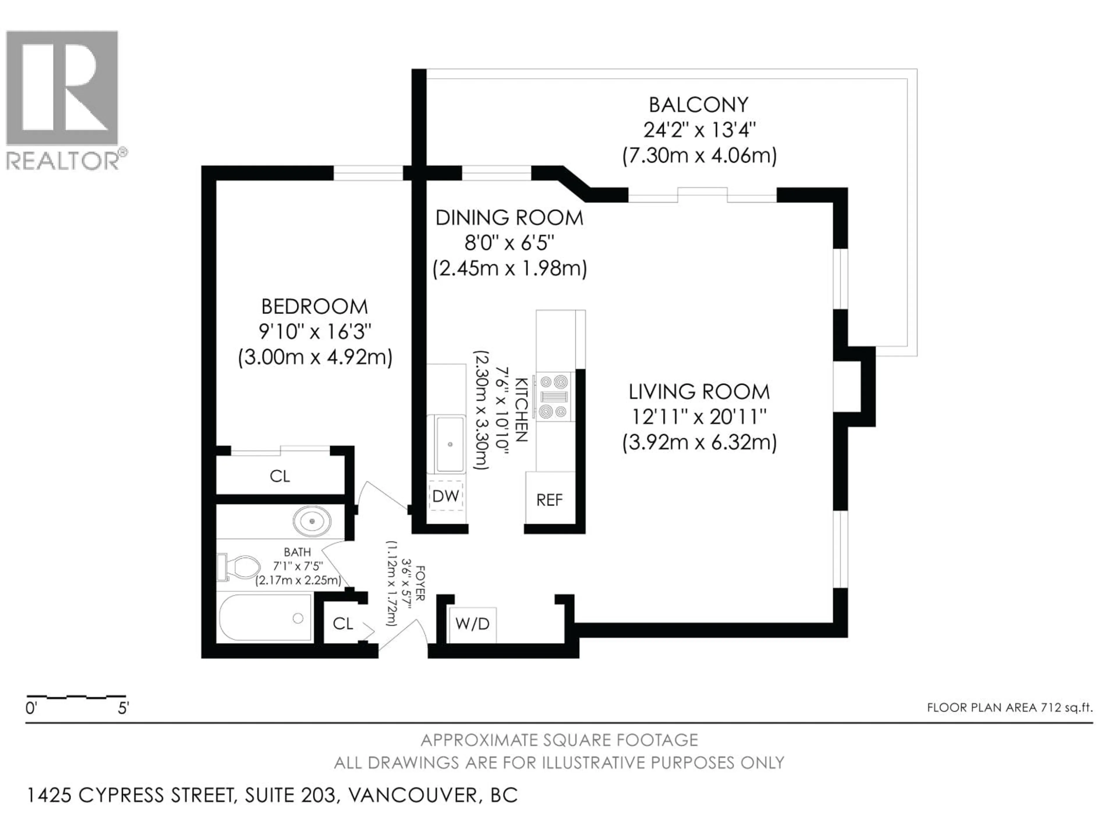 Floor plan for 203 - 1425 CYPRESS STREET, Vancouver British Columbia V6J3L1