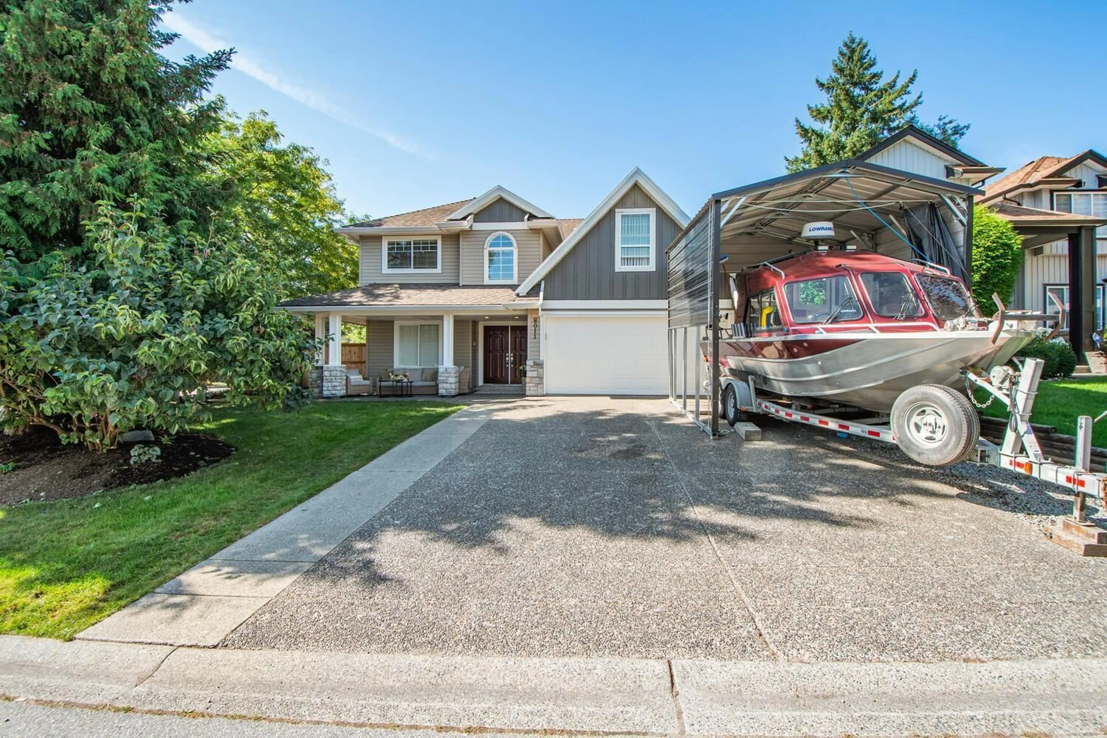 Home with vinyl exterior material, street for 8011 163RD STREET, Surrey British Columbia V4N0J6
