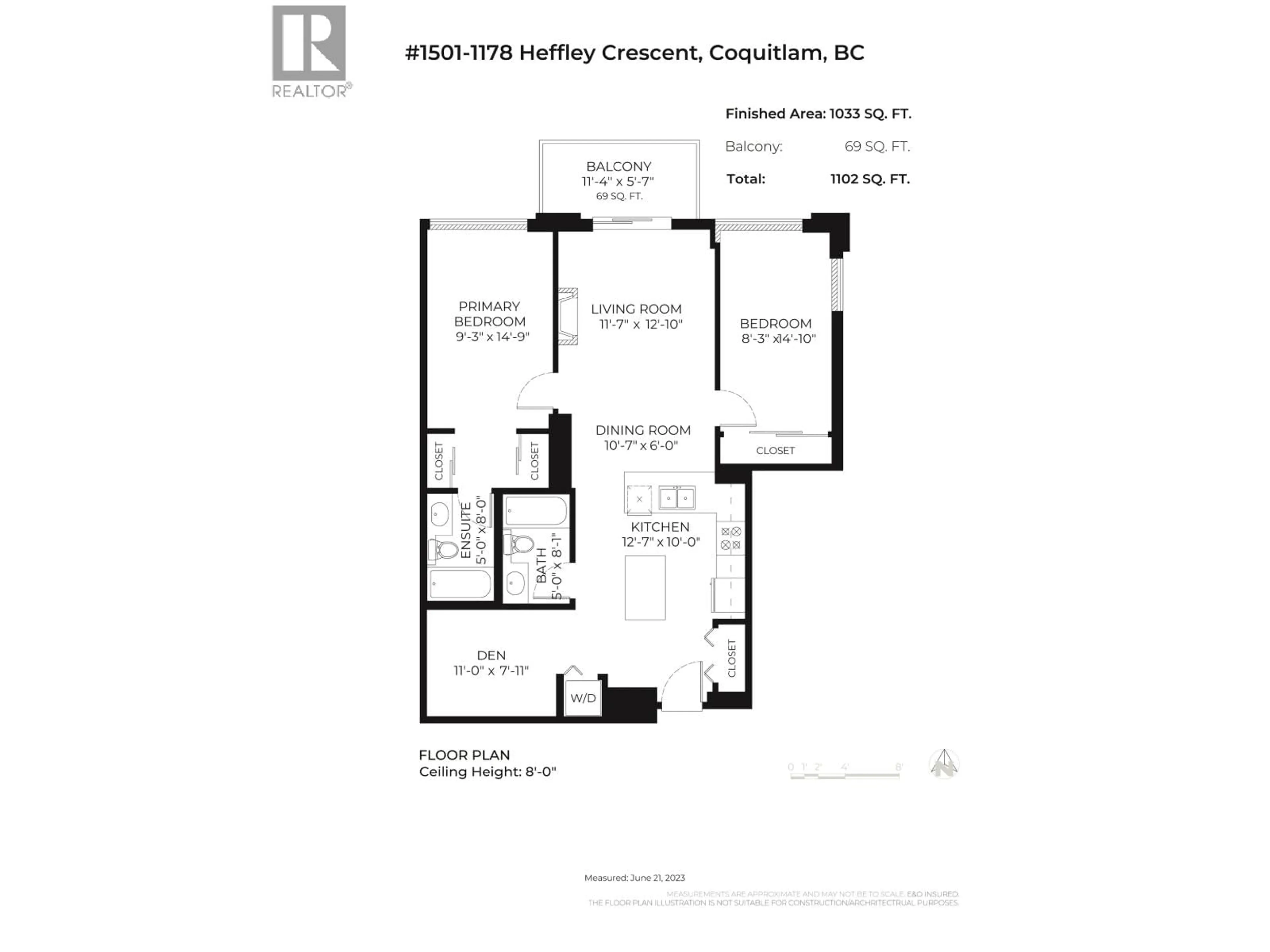 Floor plan for 1501 - 1178 HEFFLEY CRESCENT, Coquitlam British Columbia V3B0A7